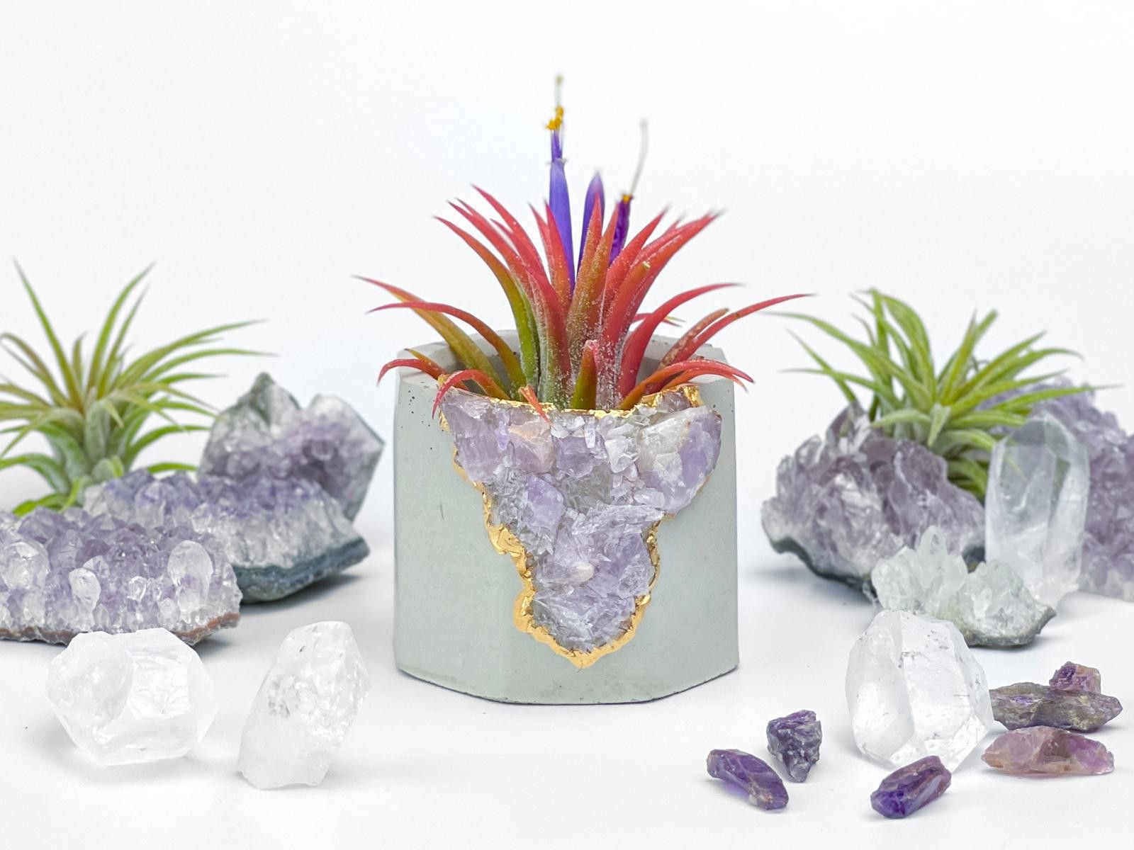 Other Amethyst Crystal Geode Planter Concrete Succulent Pot Size ONE SIZE - 8 Thumbnail