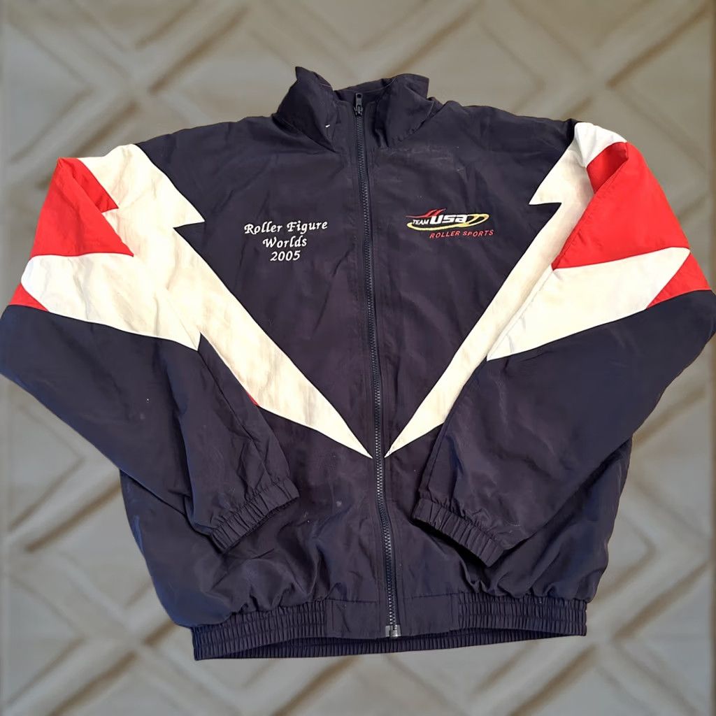 Vintage VINTAGE 2005 Team USA Roller Figure Worlds Warm Up Jacket M Blue Red White Nike? Size US M / EU 48-50 / 2 - 1 Thumbnail