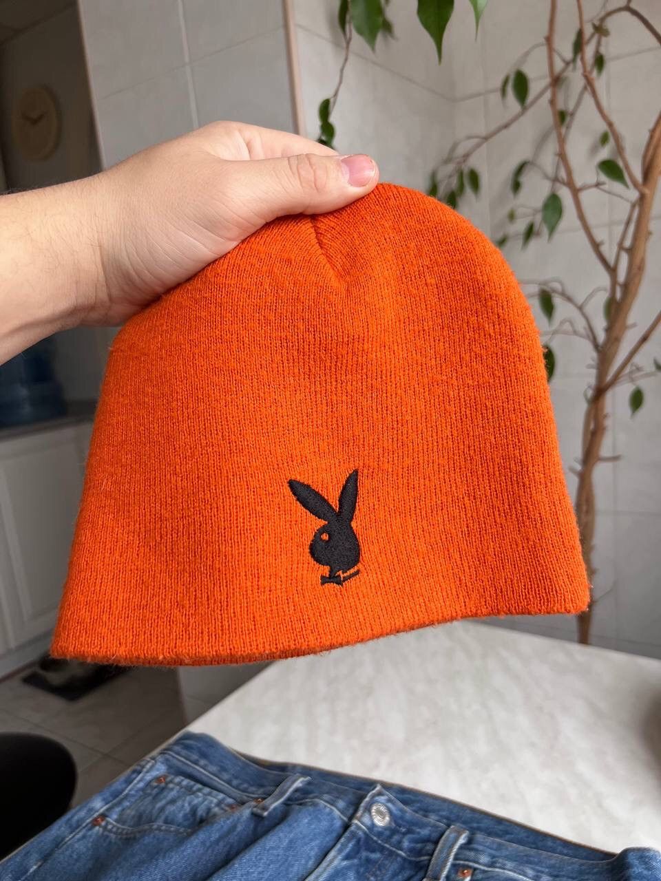 Playboy Vintage Playboy Magazine Beanie Hat Orange Bunny Black Y2K Size ONE SIZE - 2 Thumbnail