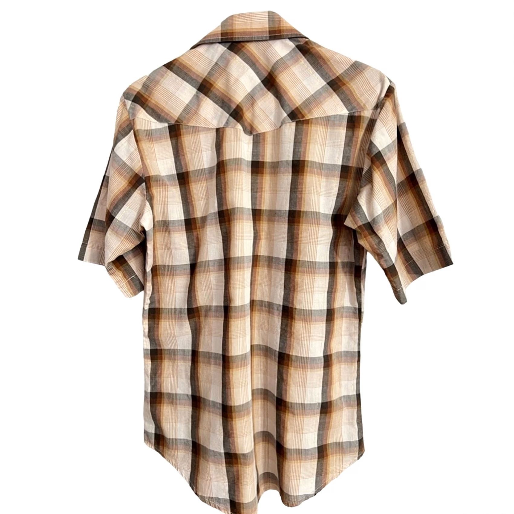 Roper Roper Shirt Brown Plaid Pearl Snap Short Sleeve Size S Mens Pocketed Diamond Pattern Size US S / EU 44-46 / 1 - 2 Thumbnail