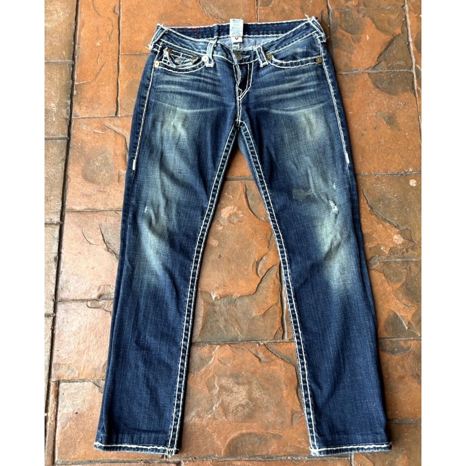 True Religion Vintage True Religion Billy Super T Jeans Womens 29 Distressed 5-Pocket Denim Blue USA Jeans Size 29" - 2 Thumbnail