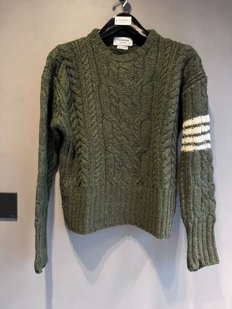 Thom Browne Thom BrowneDark green four-bar sweater 2503-Nextarrow Size US S / EU 44-46 / 1 - 1 Thumbnail