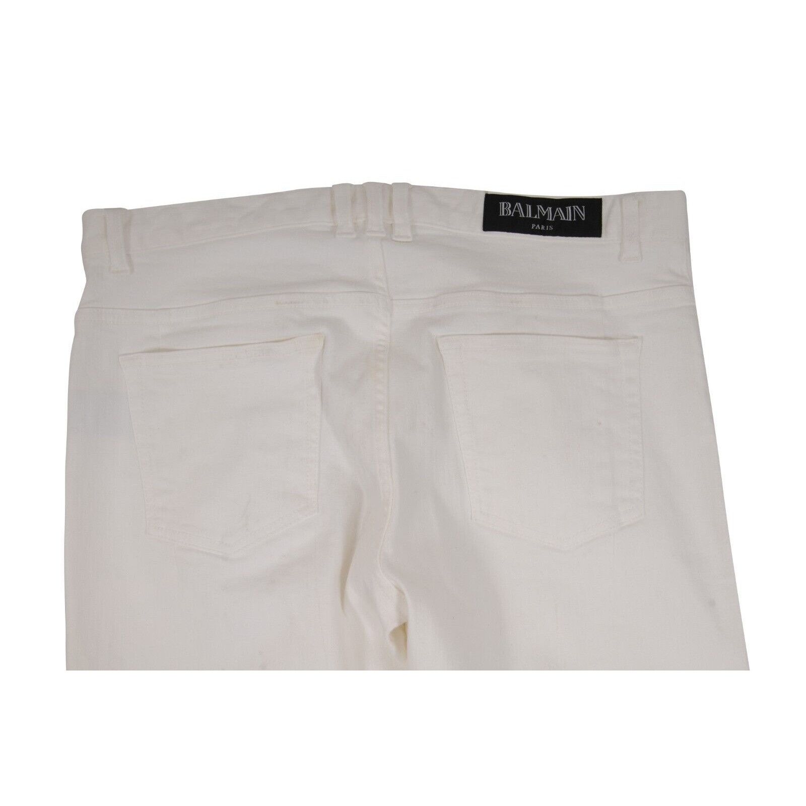 Balmain Slim Jeans White 5 Pocket Denim Size US 33 - 13 Thumbnail