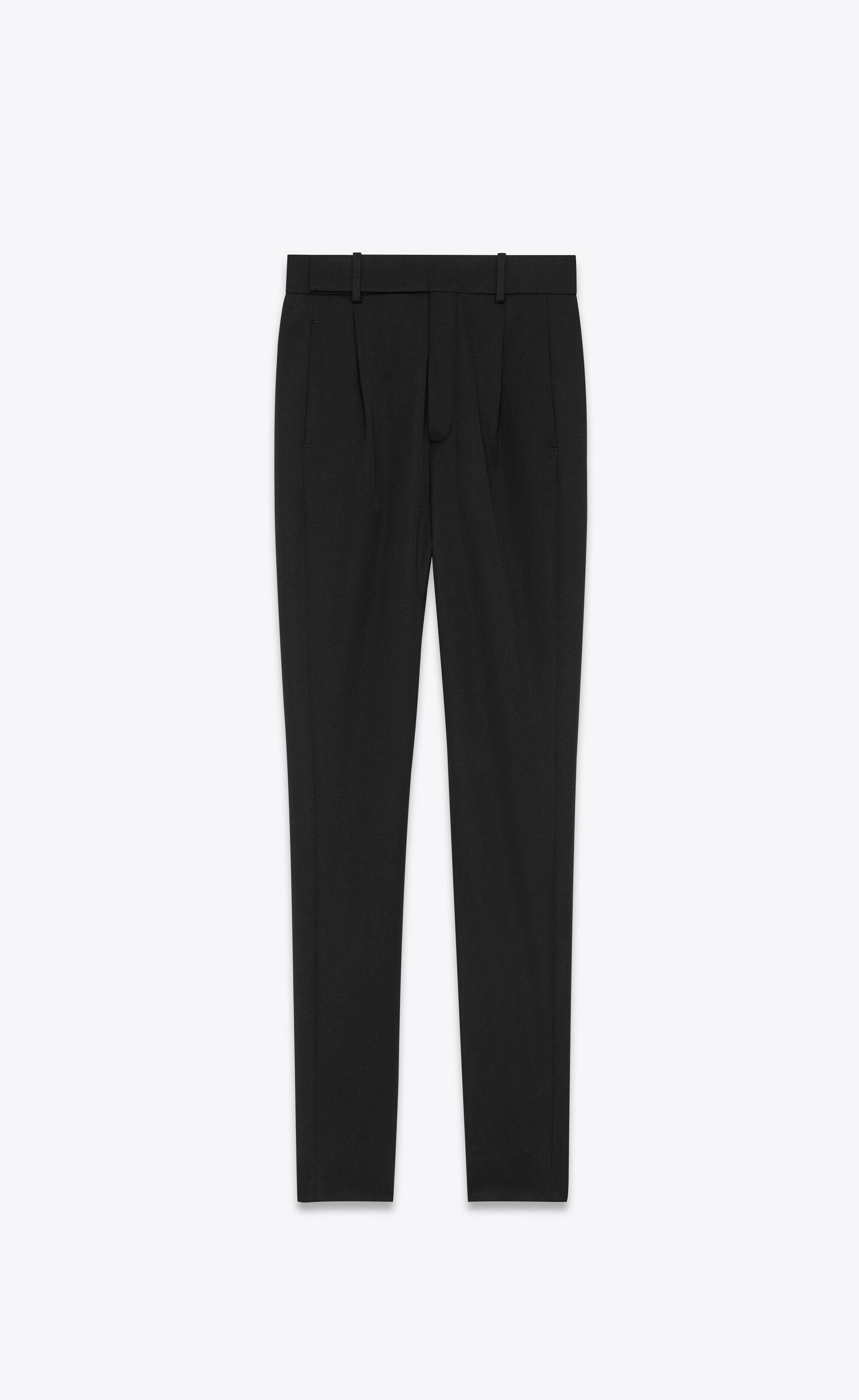 Saint Laurent Paris o1s1wg111224 High-Rise Pants in Wool Twill in Black Size 25" / US 0 / IT 36 - 1 Thumbnail
