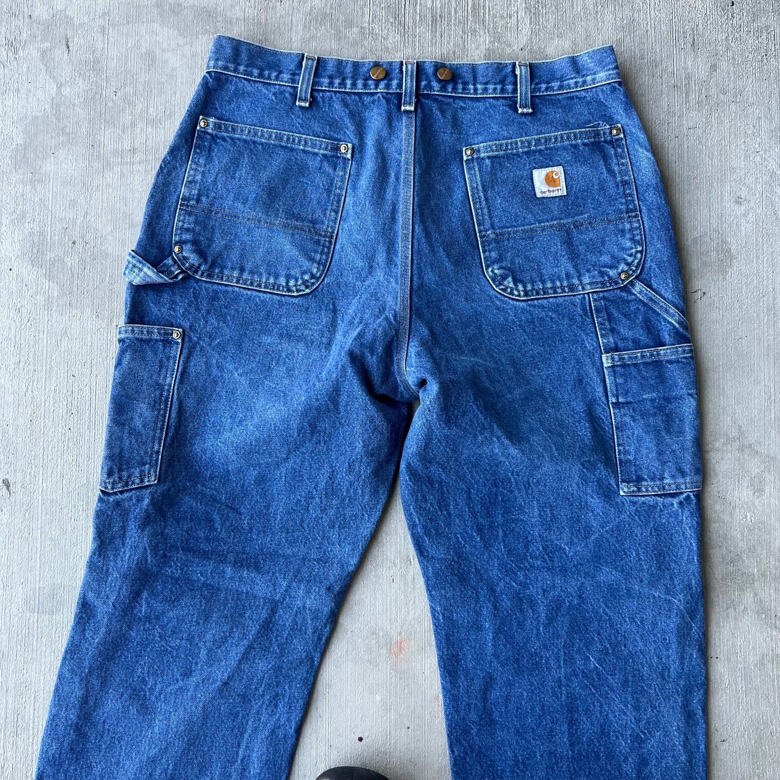 Carhartt × Vintage Carhartt blue denim jeans double knee work carpenter pants Size US 35 - 6 Thumbnail
