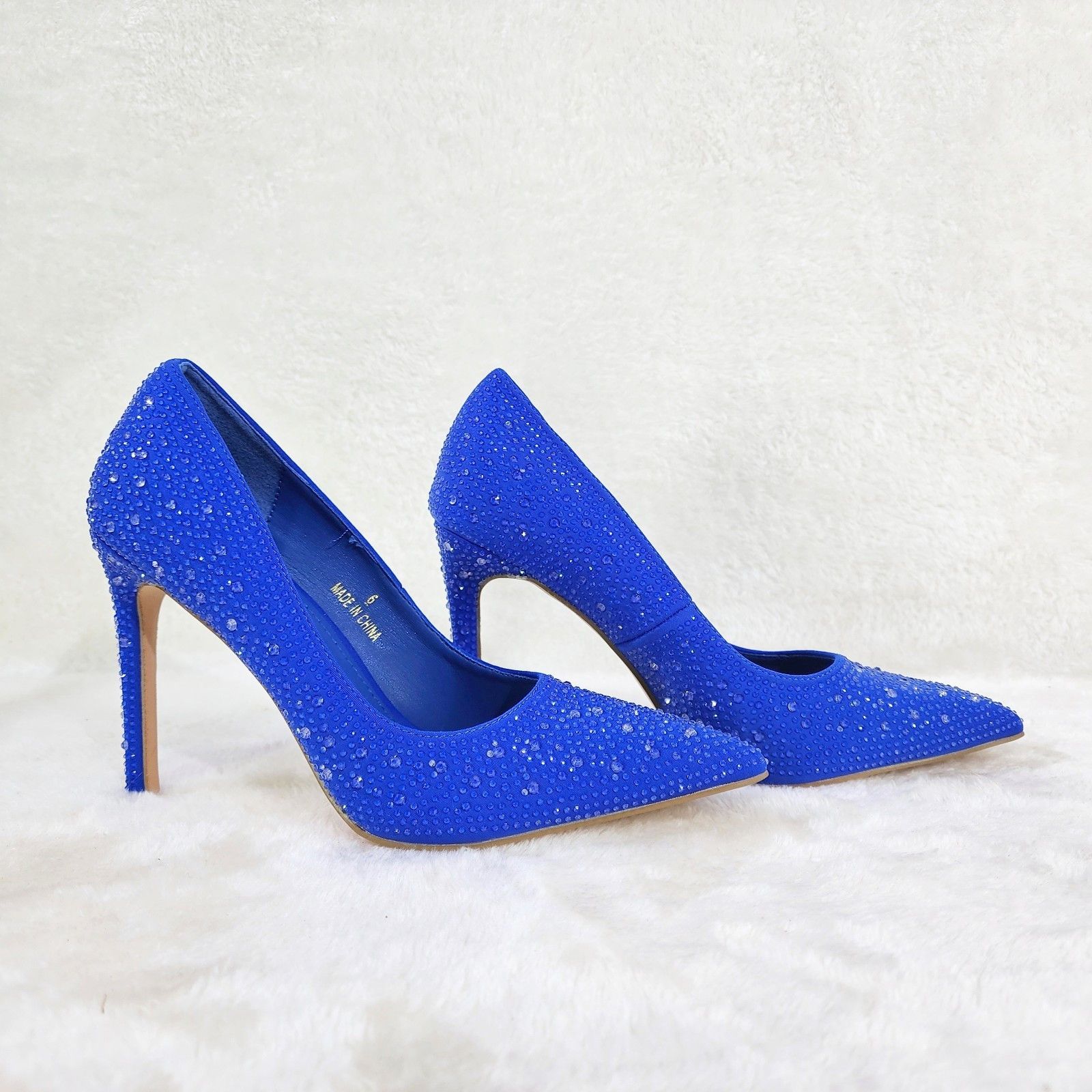 Other Shock Royal Blue High Heel Stiletto Pumps Rhinestones Evenin Size US 9 / IT 39 - 1 Thumbnail
