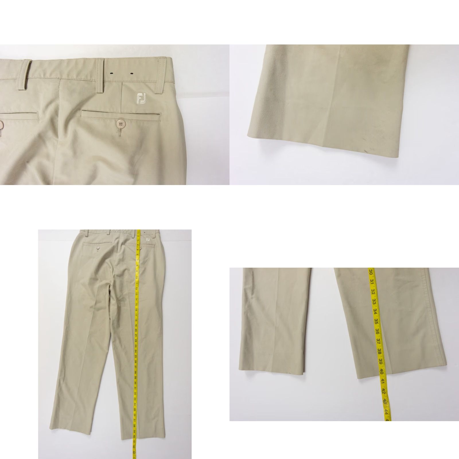 Footjoy FootJoy Mens Pants Chino Golf Stretch Flat Front 30x29 Beige Beige Logo Regular Inseam 29 Pockets Outdoor Size US 30 / EU 46 - 8 Thumbnail