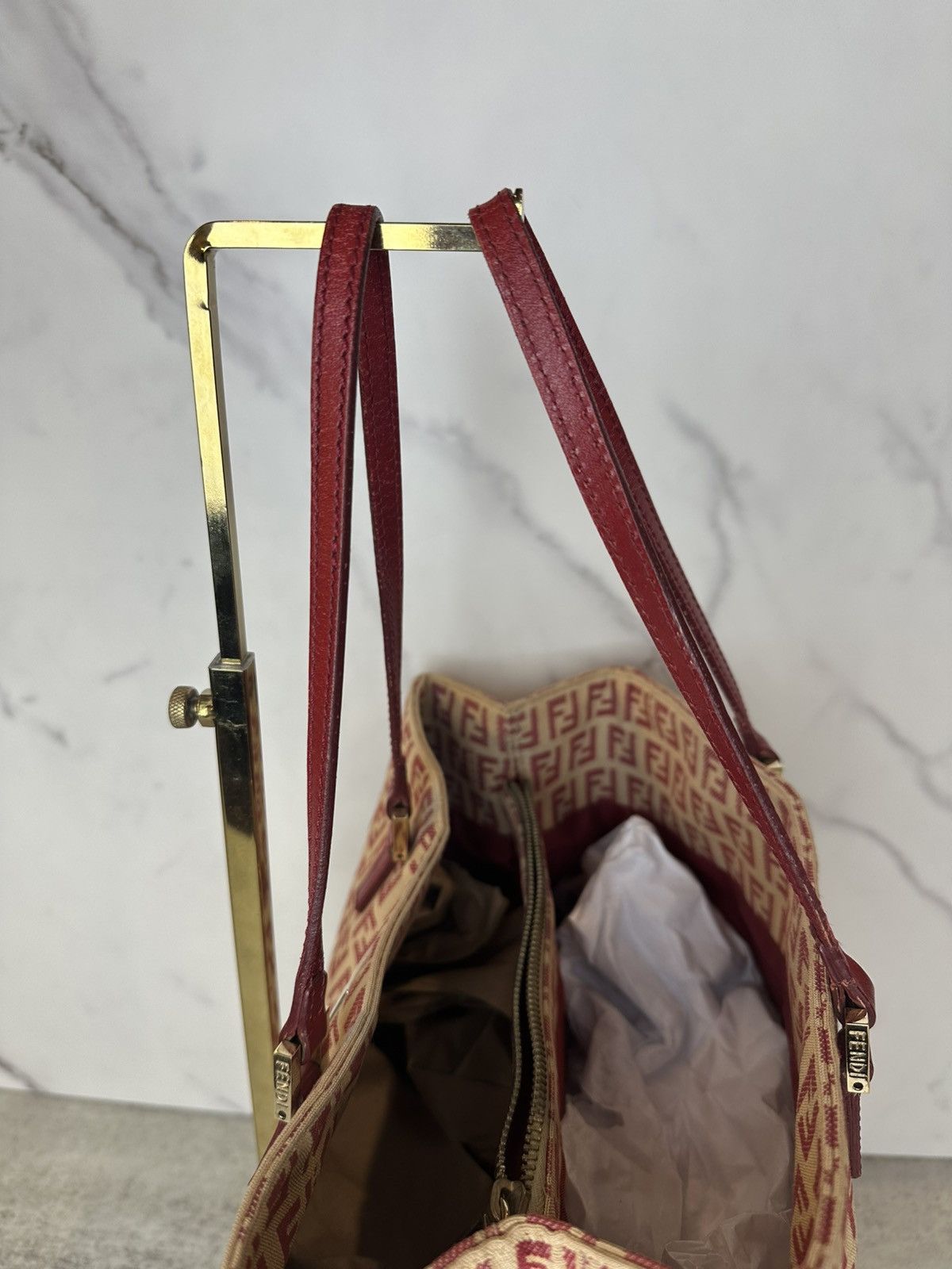 Fendi Fendi 1990s Red Zucca Canvas Tote Size ONE SIZE - 8 Thumbnail