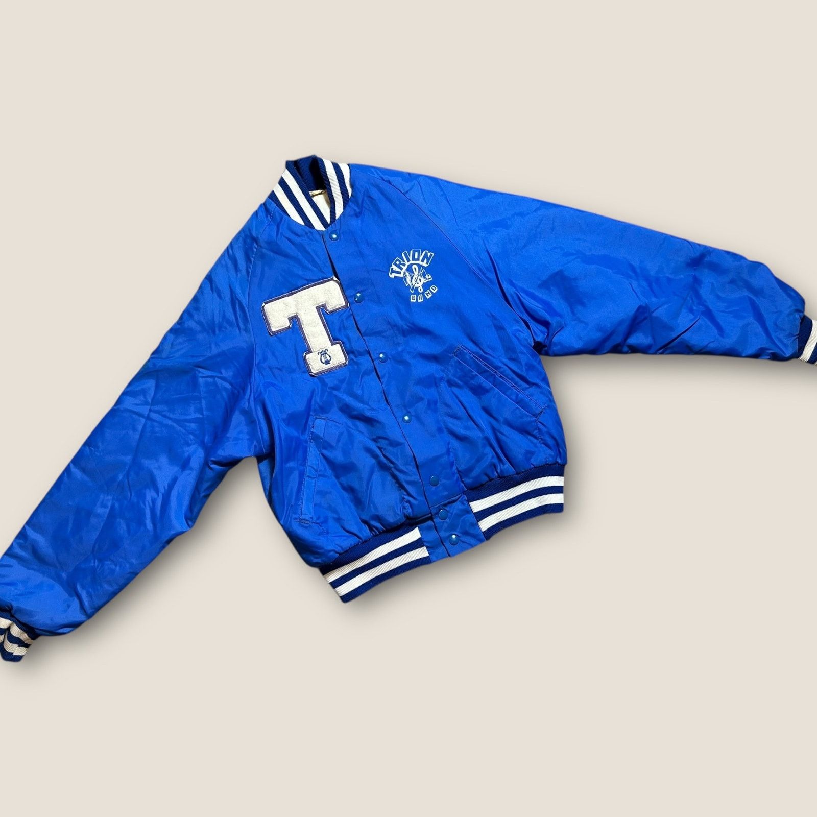 Other Vintage 90s Triton Band Varsity Jacket Satin Blue Snap Small Size US S / EU 44-46 / 1 - 1 Thumbnail