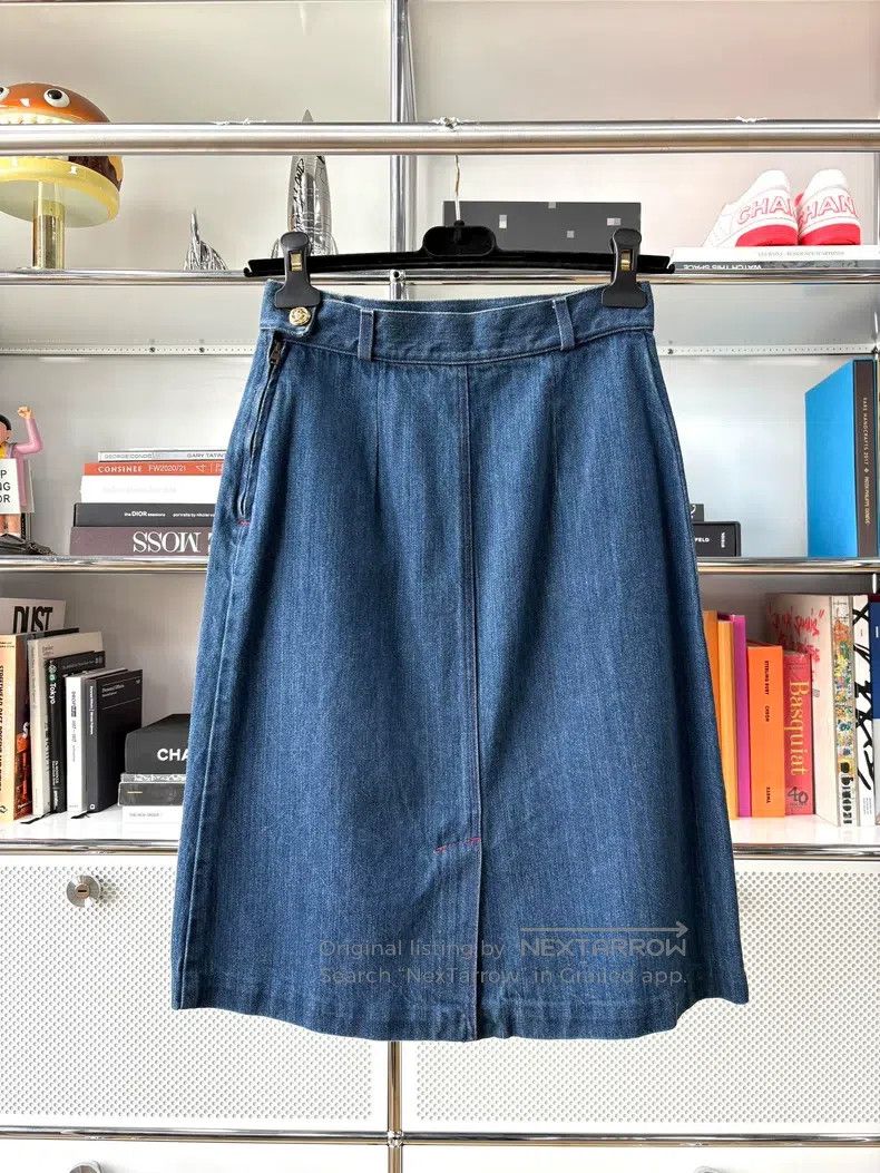 Gucci Gucci Dark blue denim double G gold buckle skirt Size 25" / US 0 / IT 36 - 3 Thumbnail
