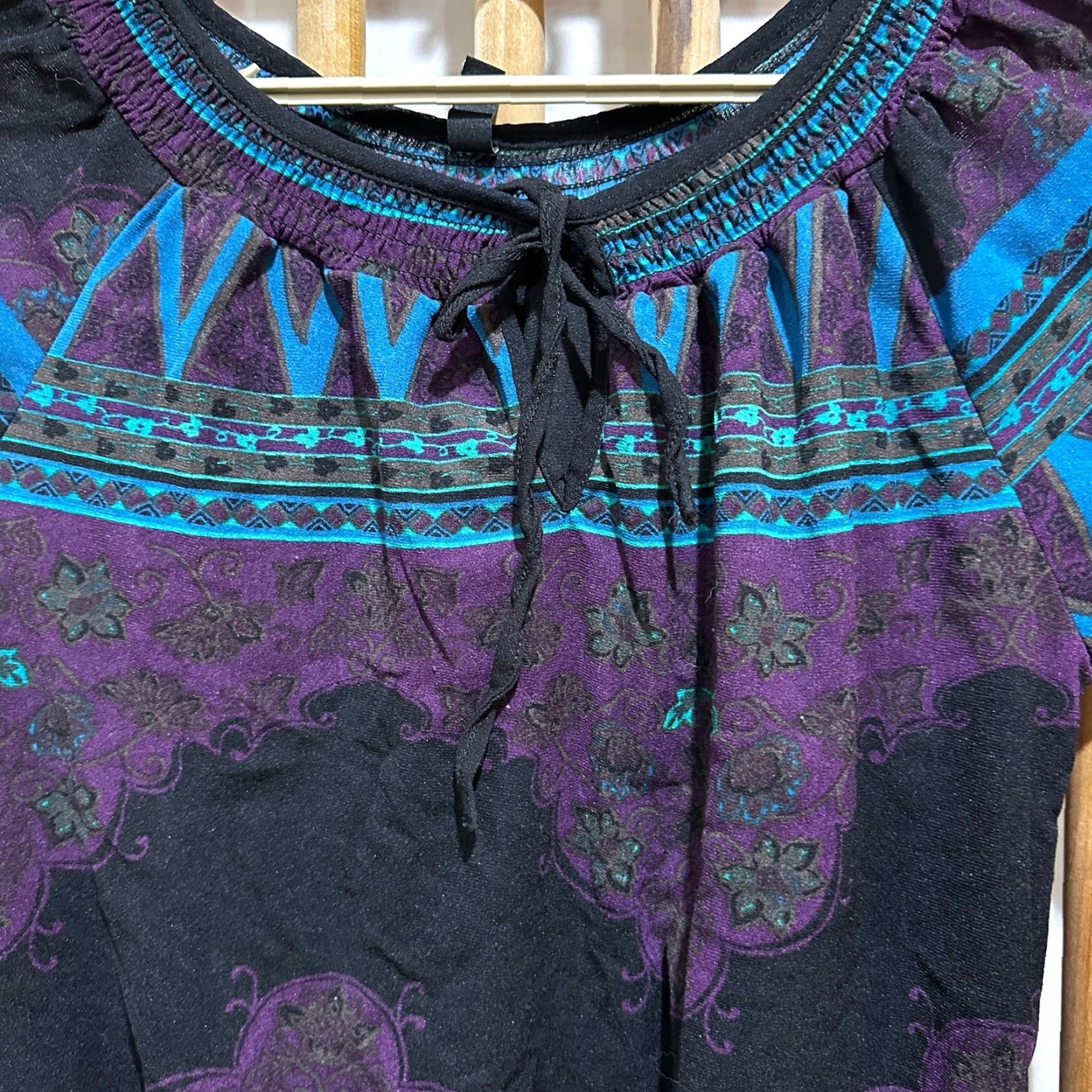 Vintage GNW Blouse S Purple Blue Floral Boho Y2K Fairy Festival Women Long Sleeve Size S / US 4 / IT 40 - 3 Thumbnail