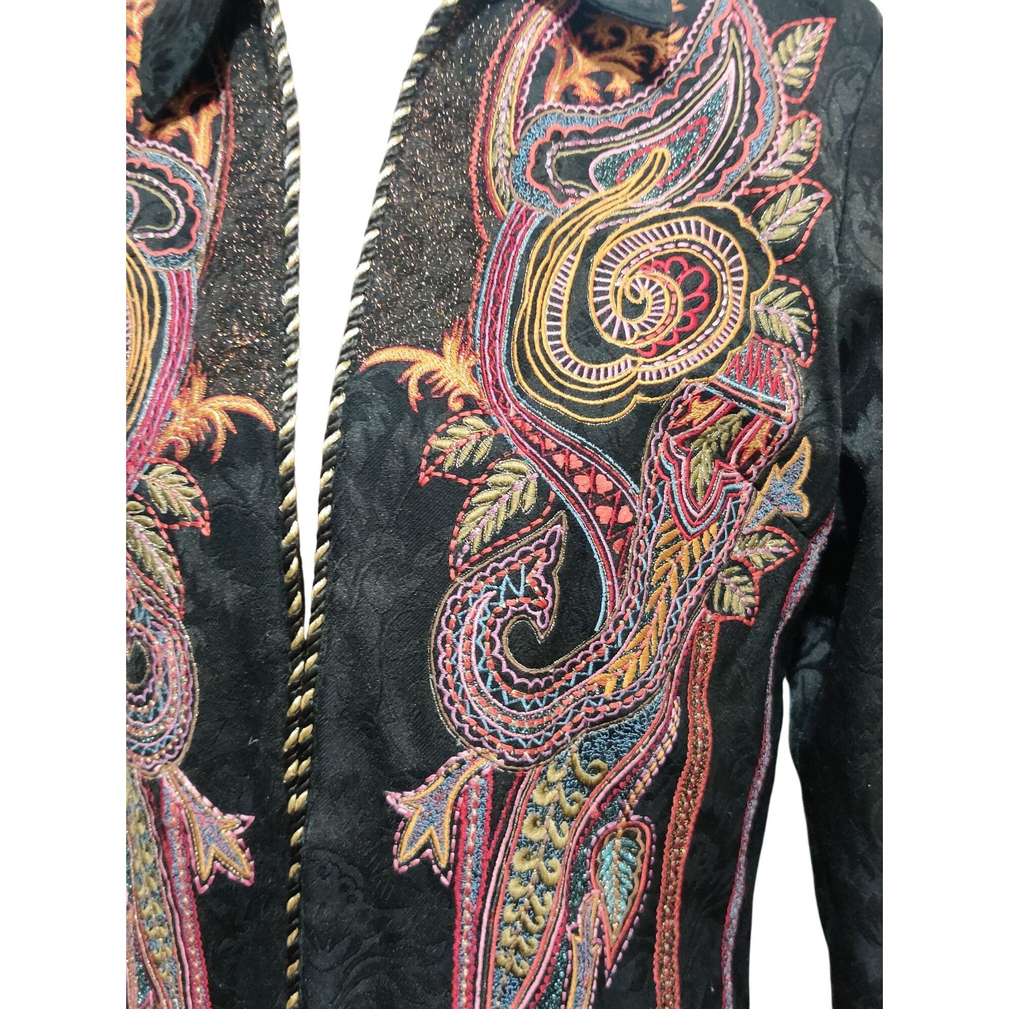 Coldwater Creek Coldwater Creek M Womens Black Jacquard Embroidered Paisley Size M / US 6-8 / IT 42-44 - 10 Thumbnail