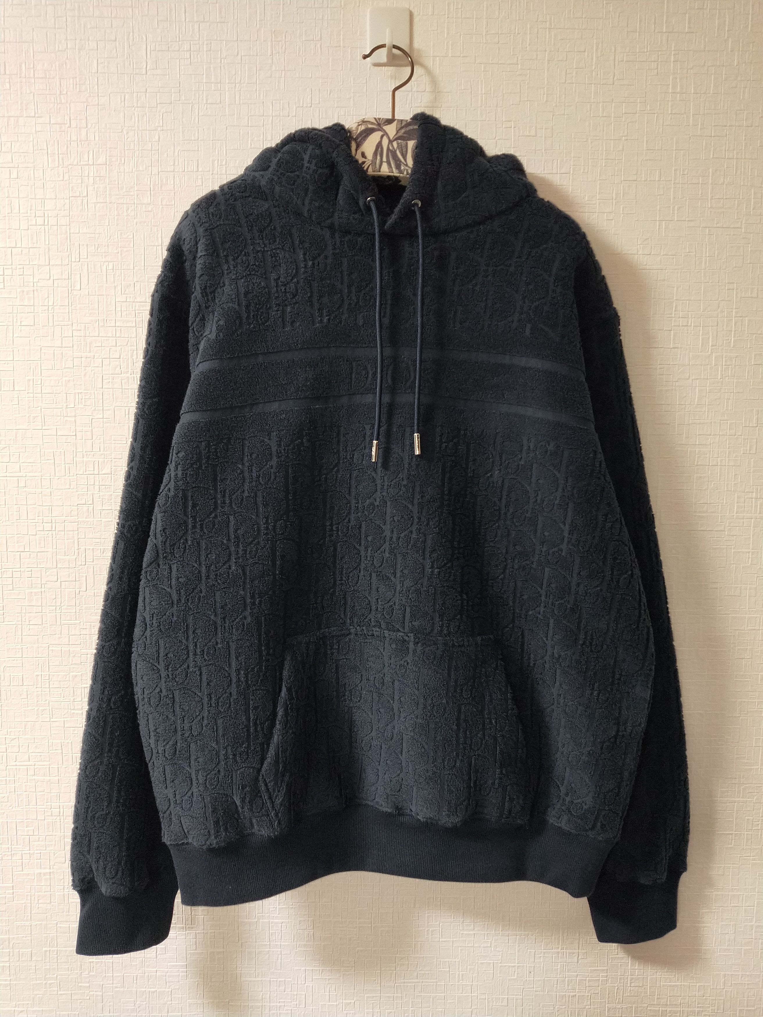 Pre-owned Dior Oblique Towel Hoodie In Navy