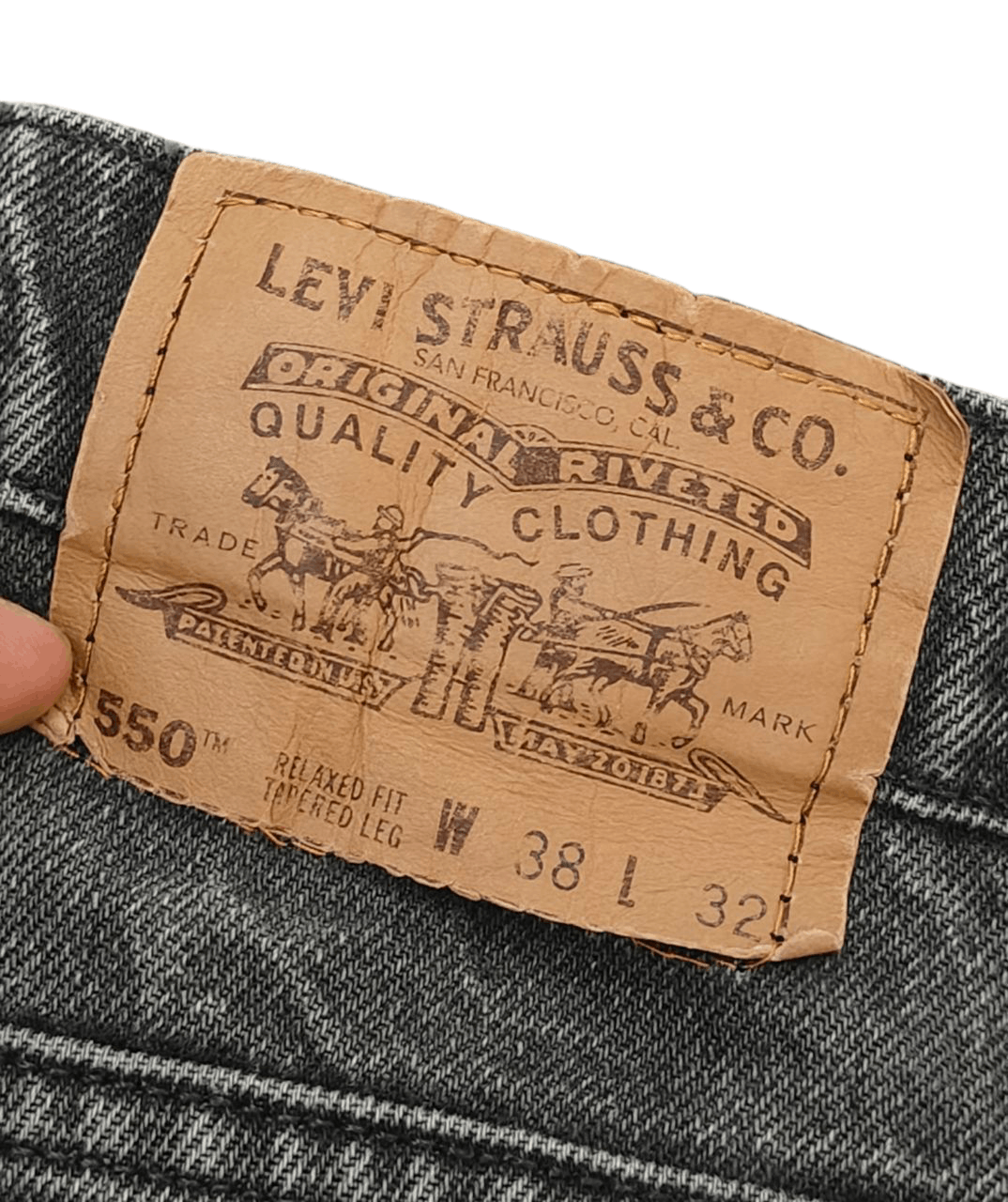 Levi's 90s Vintage Levi's 550 Charcoal Black Orange Tab Denim Size US 38 / EU 54 - 5 Thumbnail