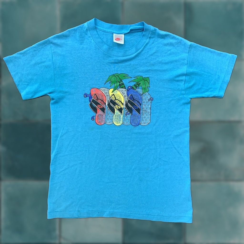 Nike Nike T Shirt Mens M Blue Palm Beach 90s Vintage Graphic Tee 80s 90s Nike Air Sportswear/Beach Mens Size US M / EU 48-50 / 2 - 1 Thumbnail