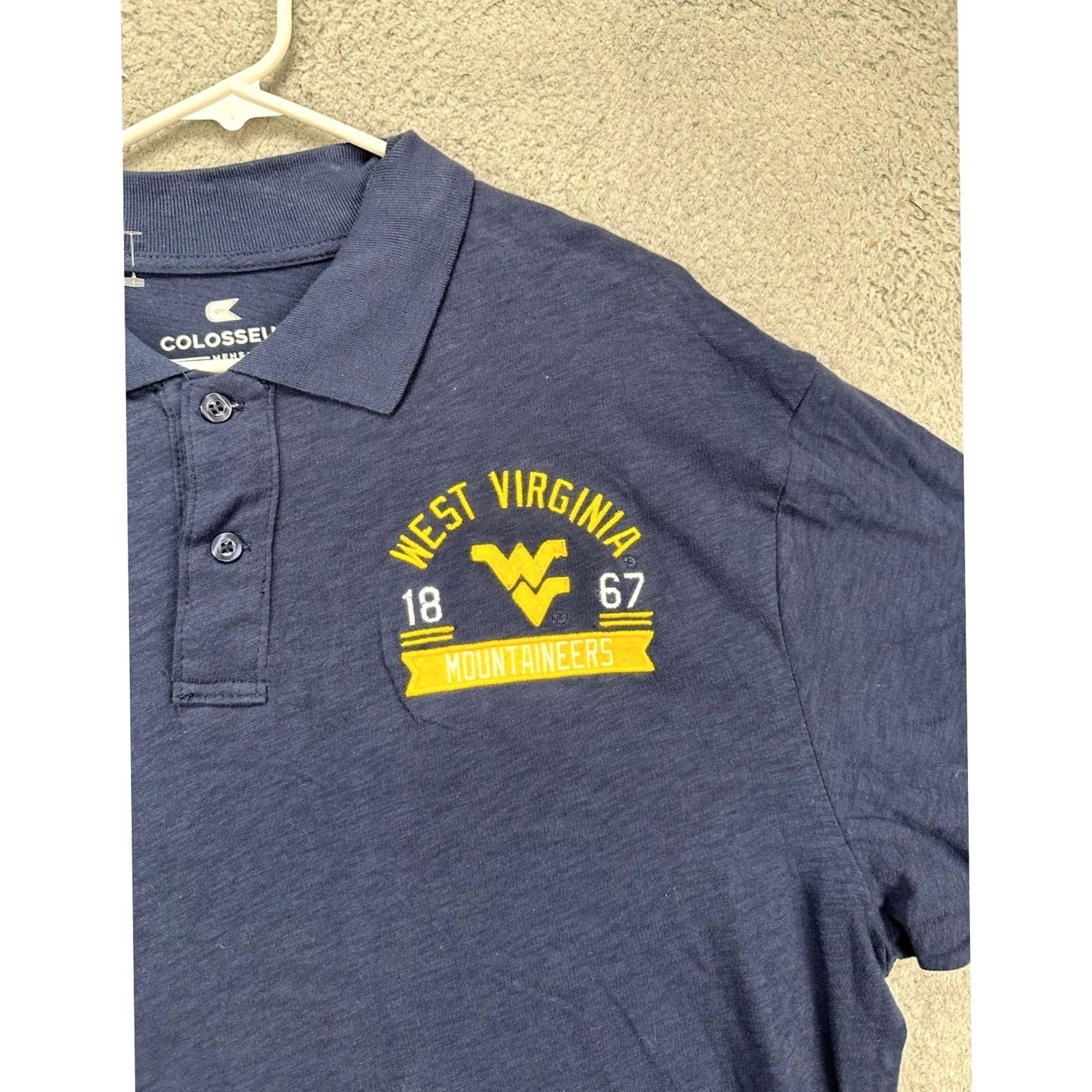 Vintage VINTAGE West Virginia Mountaineers Polo Shirt Mens L Navy Blue Colosseum Polo Shirt Size US L / EU 52-54 / 3 - 6 Thumbnail