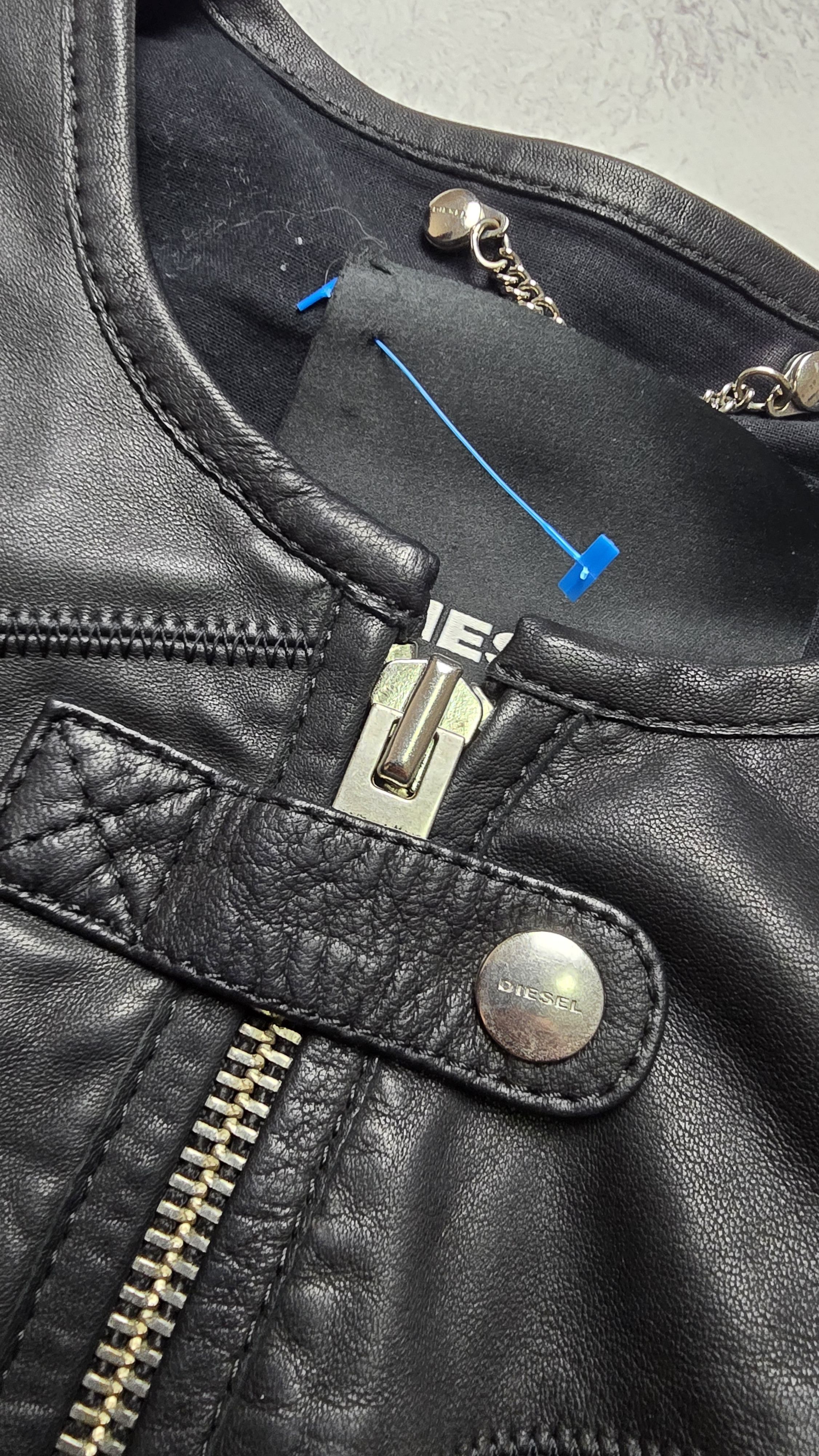 Diesel L-ARENA-A Flight Bomber motorcycle Leather Black Jacket Size M / US 6-8 / IT 42-44 - 14 Thumbnail