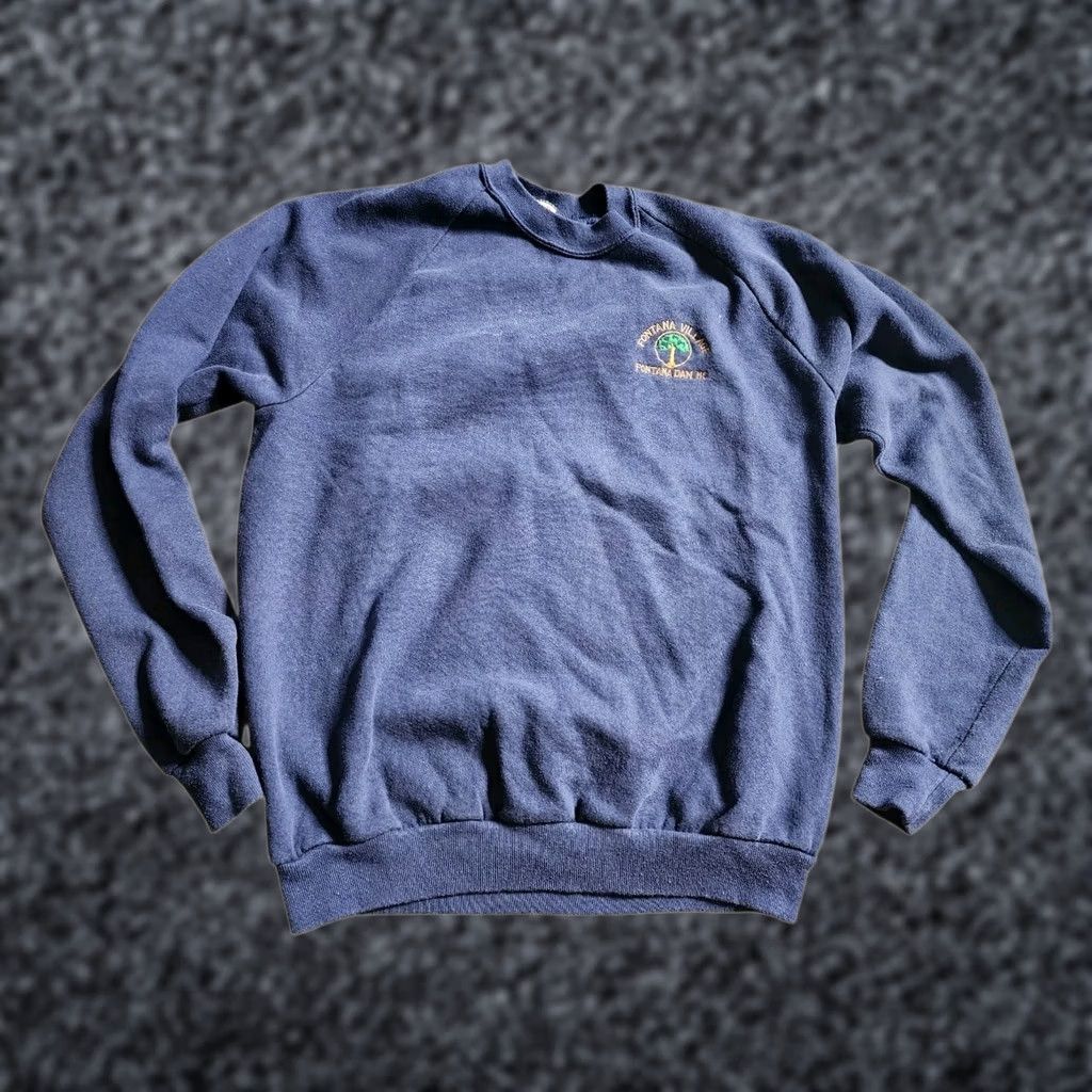 Jerzees VINTAGE Jerzees Sweatshirt Mens XL Fontana Village Resort NC Embroidered Crewneck Blue Pullover Size US XL / EU 56 / 4 - 1 Thumbnail