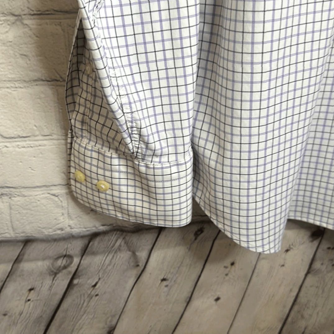 Peter Millar Dress Shirt Mens Long Sleeve Purple Gray Checkered L Large Multicolor Shirt