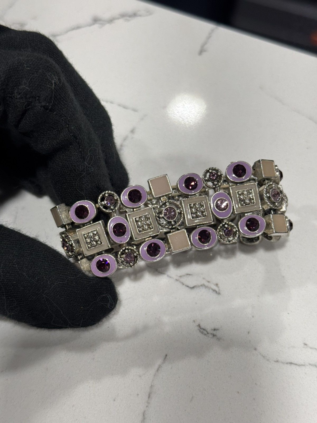 Jewelry Vintage Silver Plated Jewelry with purple enamel and stones Size ONE SIZE - 11 Thumbnail