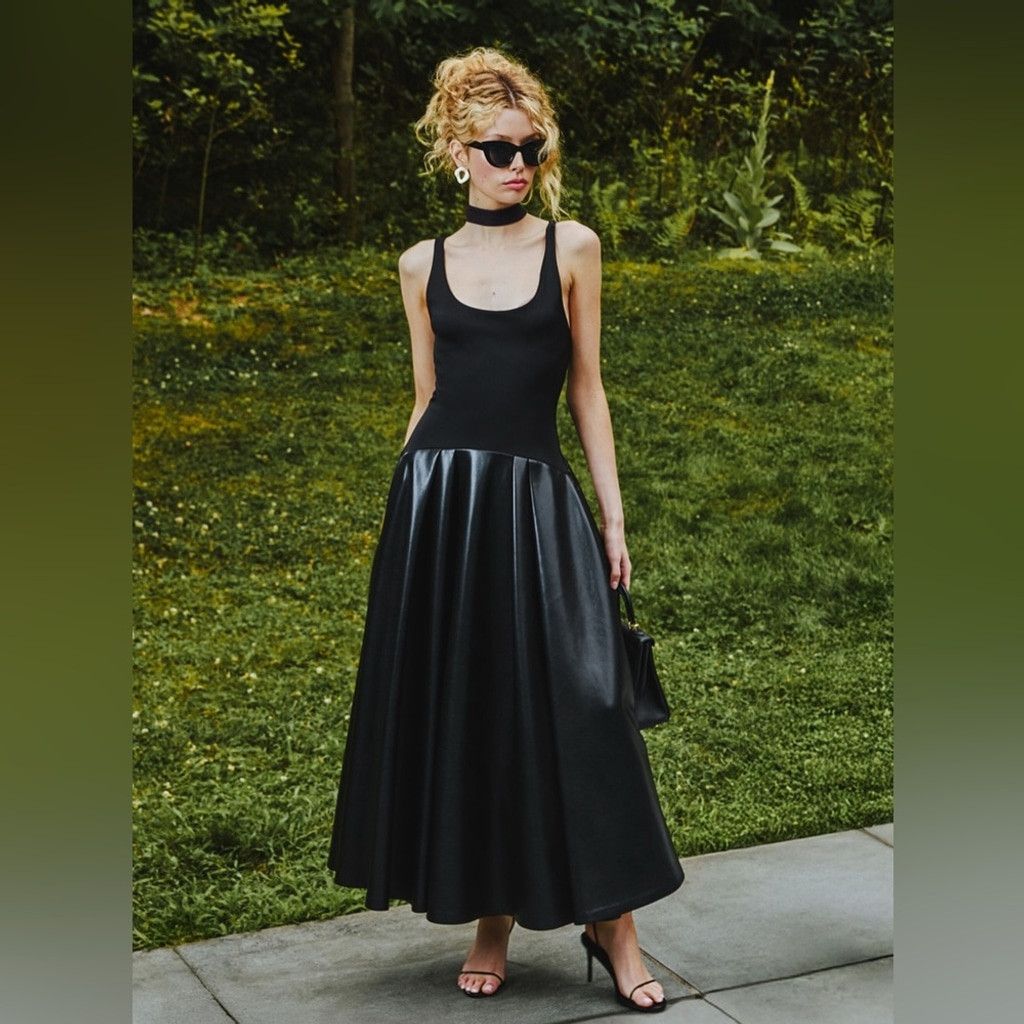 adley drop waist midi dress Adley Formal Glitter Lace-Up Midi Dress main image 1