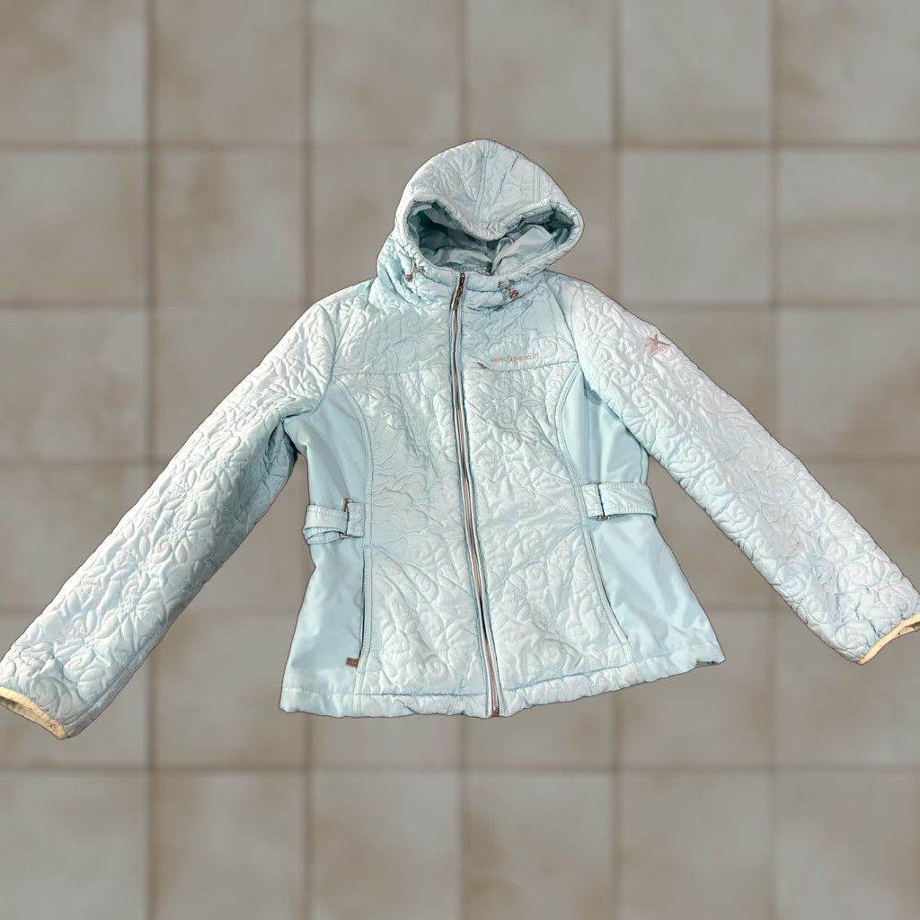 ZeroXposur ZeroXposur Jacket Womens M Blue Quilted Hooded Full Zip Insulated Floral Size M / US 6-8 / IT 42-44 - 1 Thumbnail
