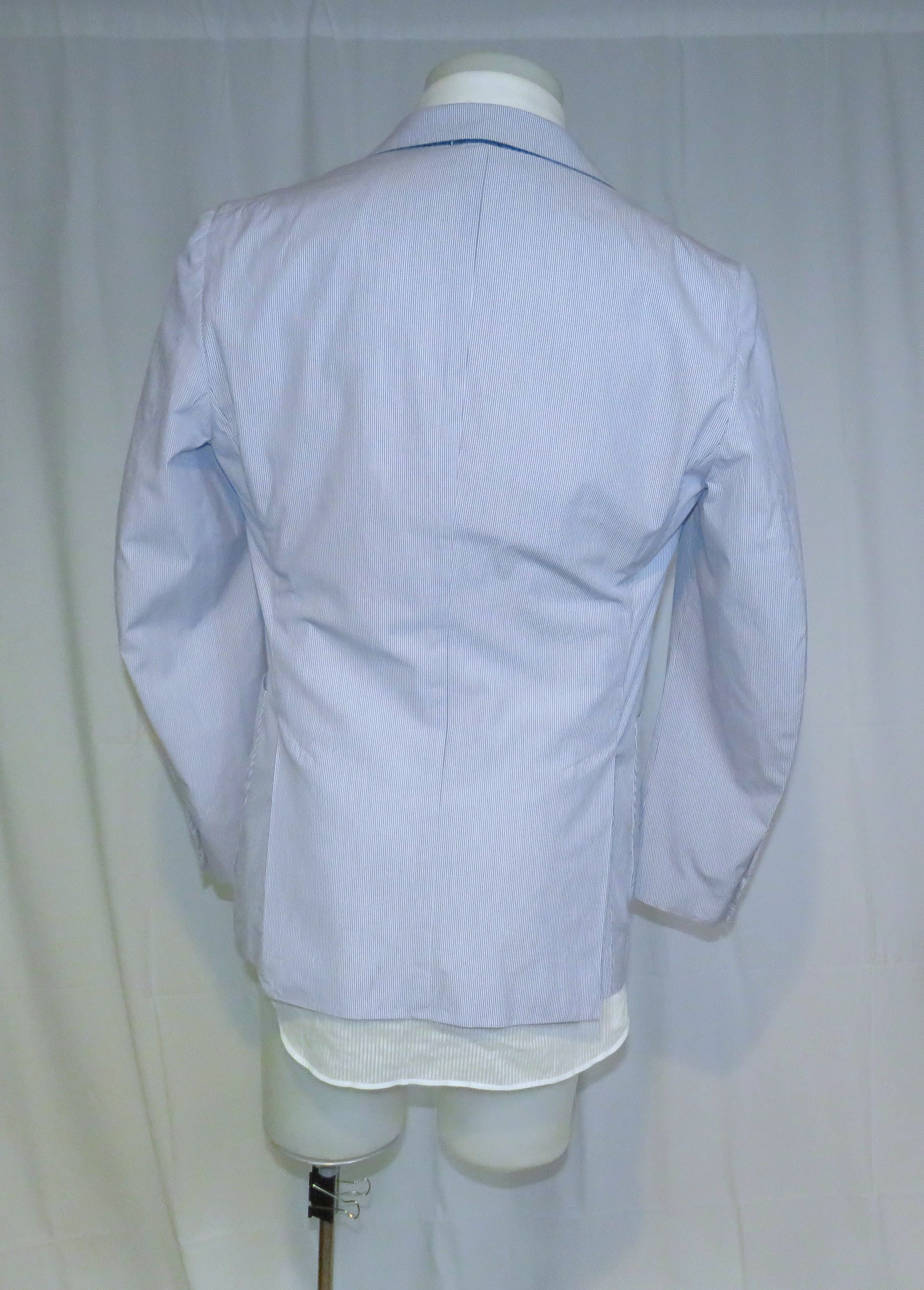 Isaia Sailor Seersucker Blue Stripe Current Three/Two Blazer 42R Size 42R - 11 Thumbnail