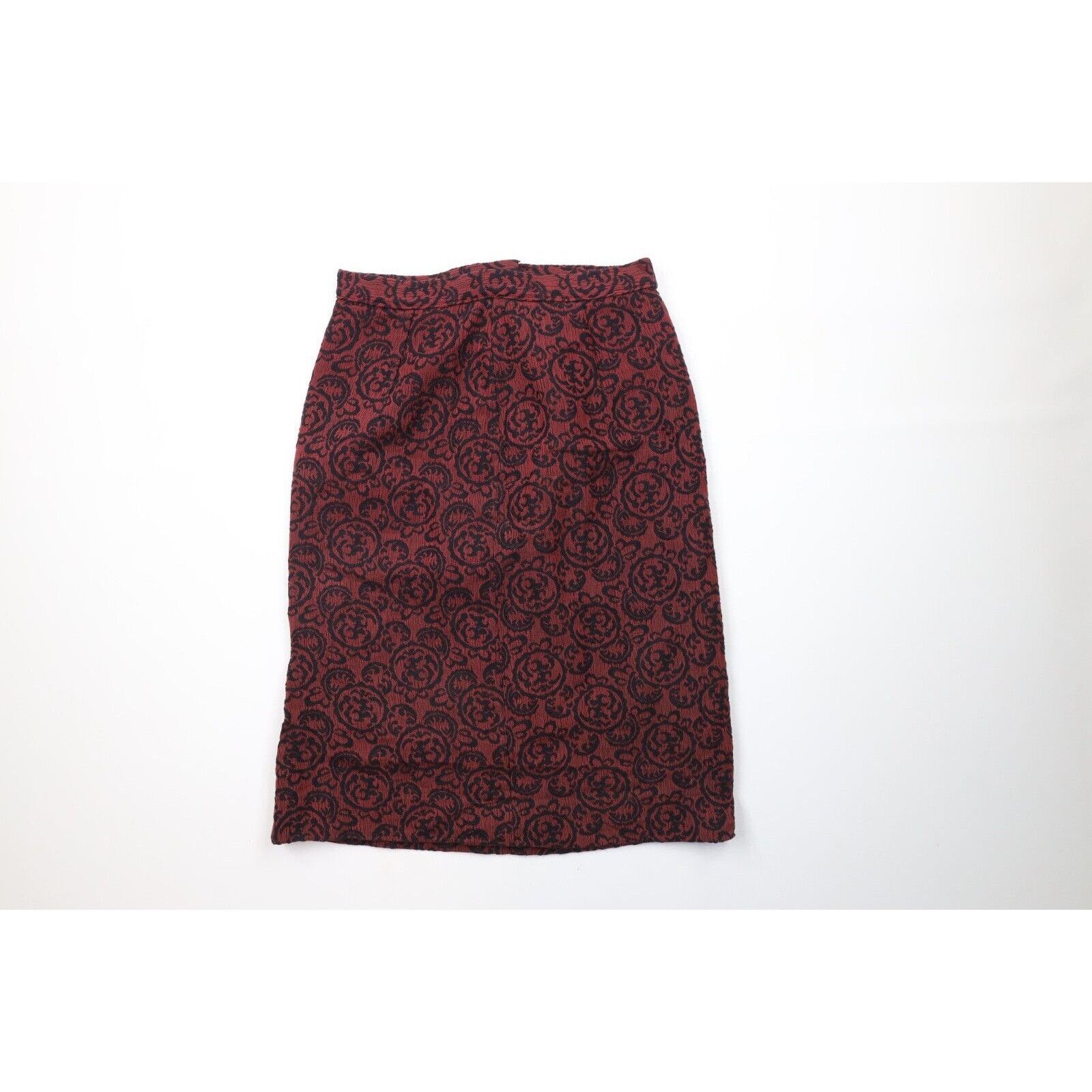 Vintage 50s 60s Rockabilly Goth Jacquard Paisley Skirt