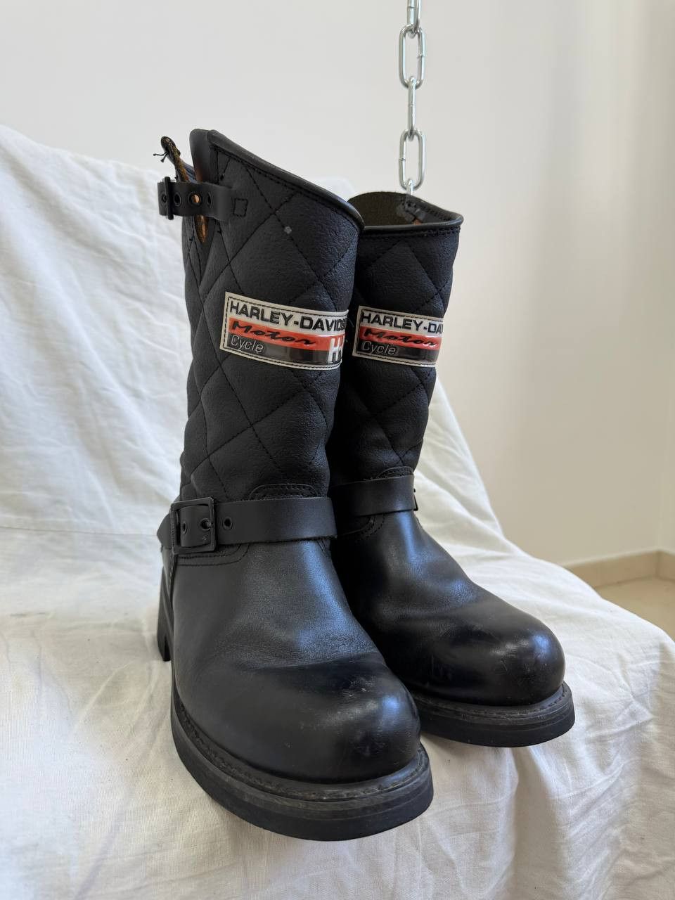 Harley Davidson Vintage Harley-Davidson High Boots Leather 90s Boots Y2K Size US 6 / EU 39 - 7 Thumbnail