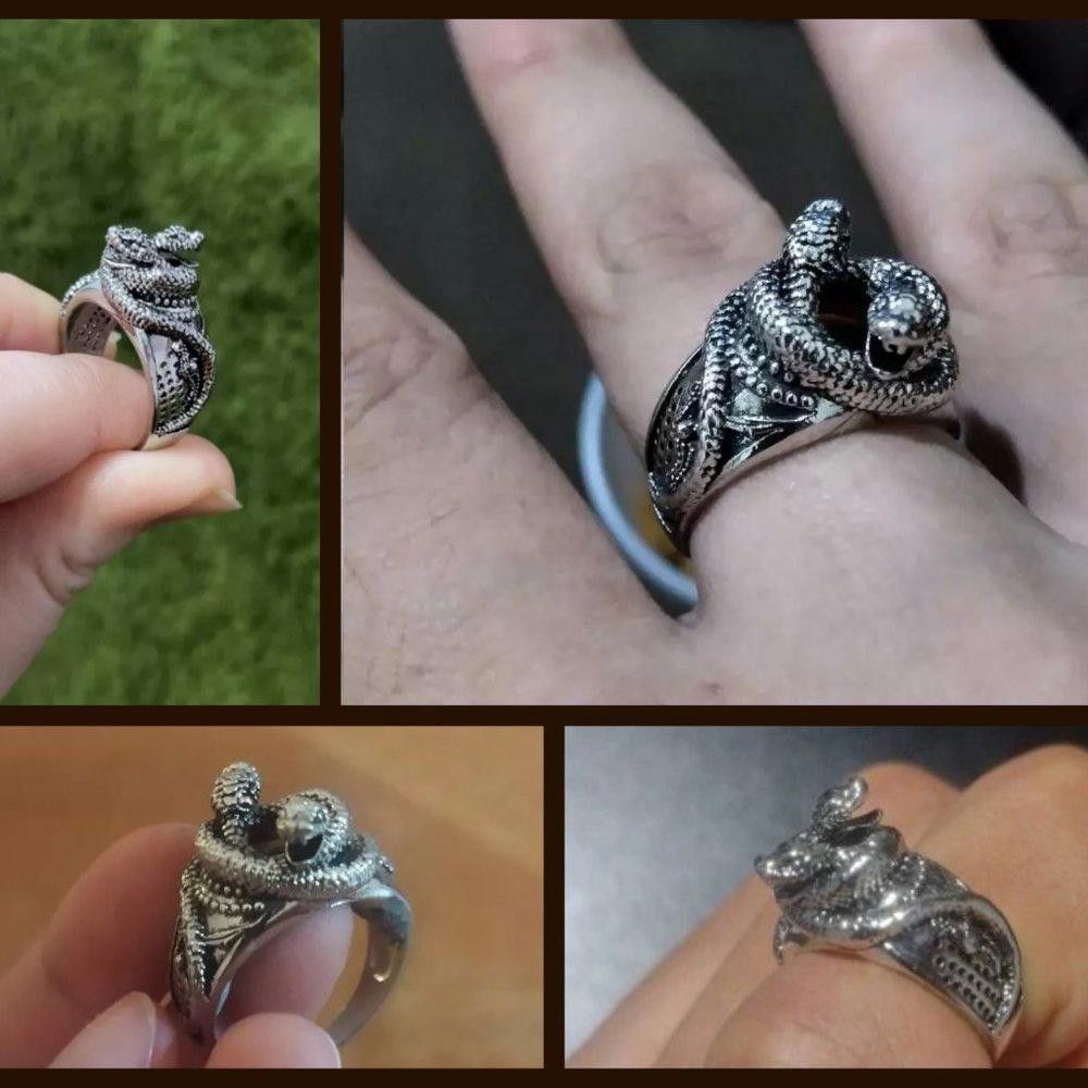 Designer Men's Domineering Snake Head Silver Gothic Ring - Size 10 Size ONE SIZE - 5 Thumbnail