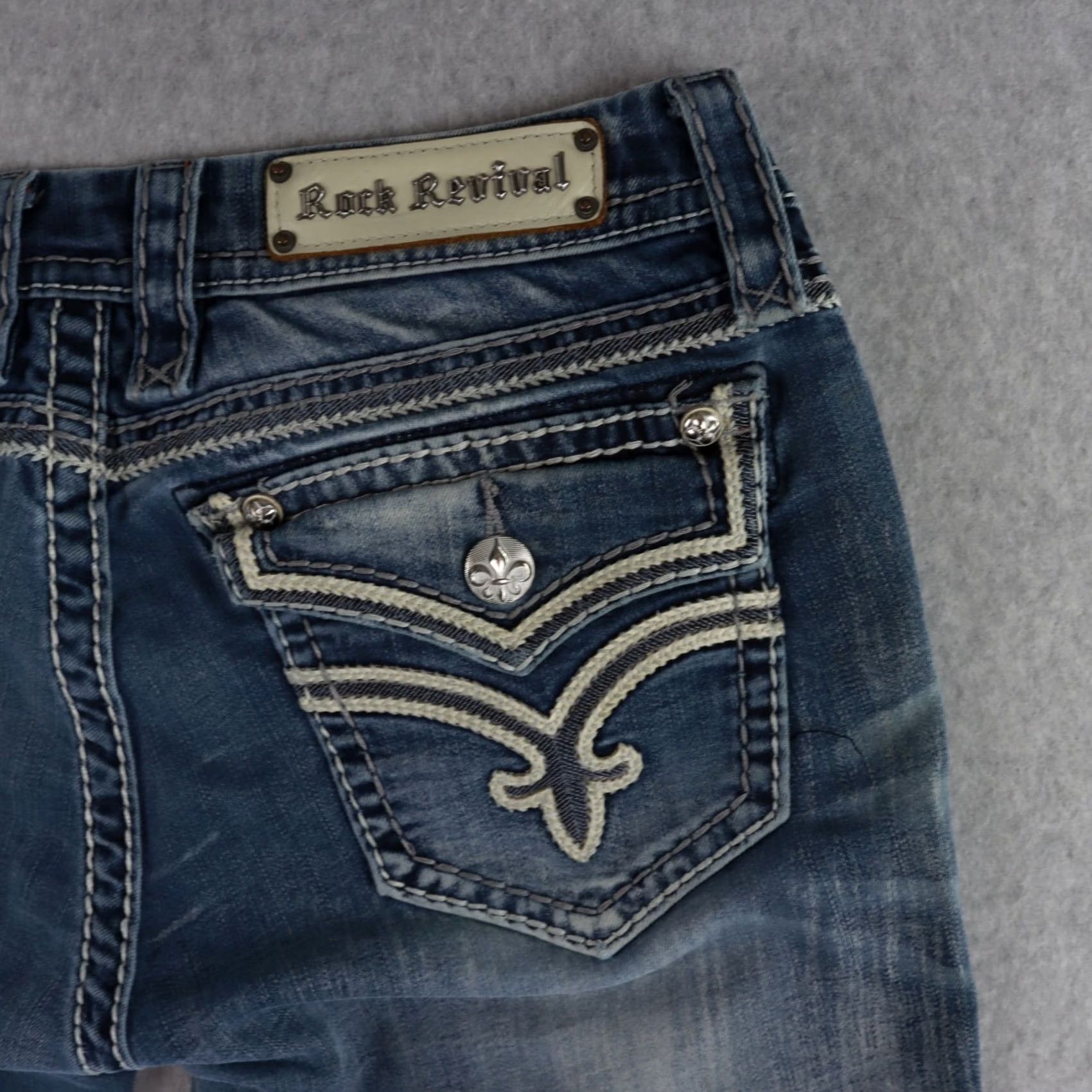 Vintage Rock Revival Jeans Boots Bootcut Distressed Blue 30 US 30 x 22.5in Womens Pants Vintage Style Ashley Distress Denim Size 30" / US 8 / IT 44 - 3 Thumbnail