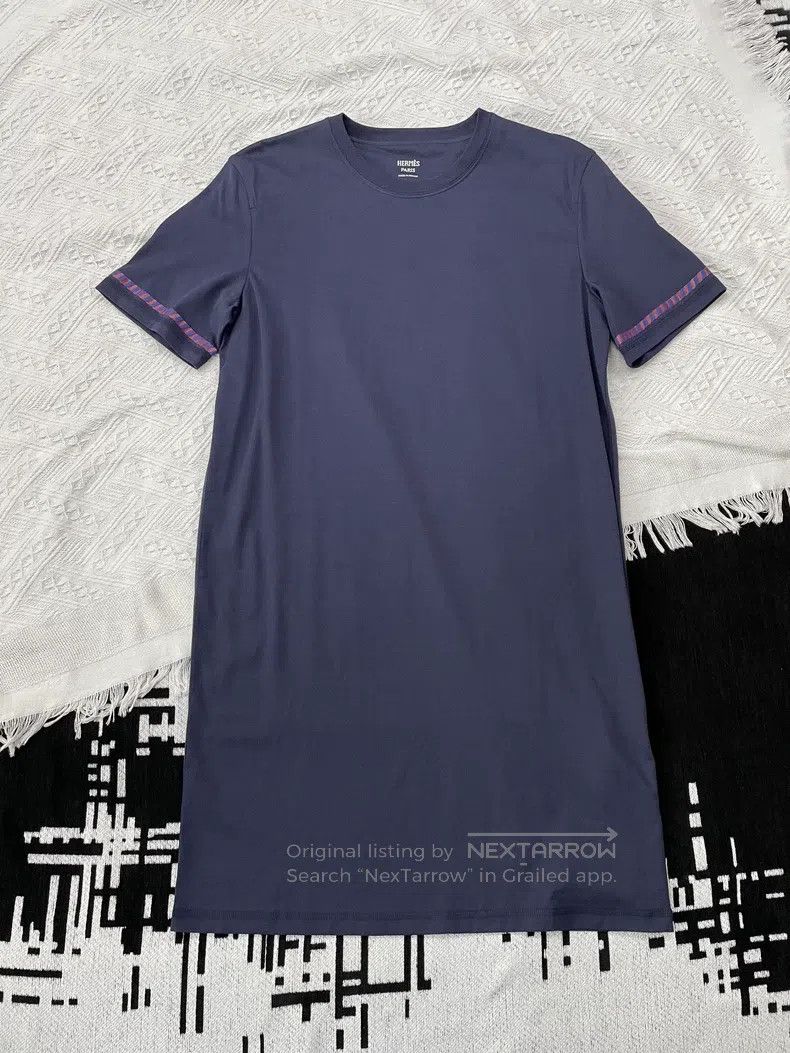 Hermes Hermes Blue and purple floral print T-shirt dress Size XS / US 0-2 / IT 36-38 - 1 Thumbnail
