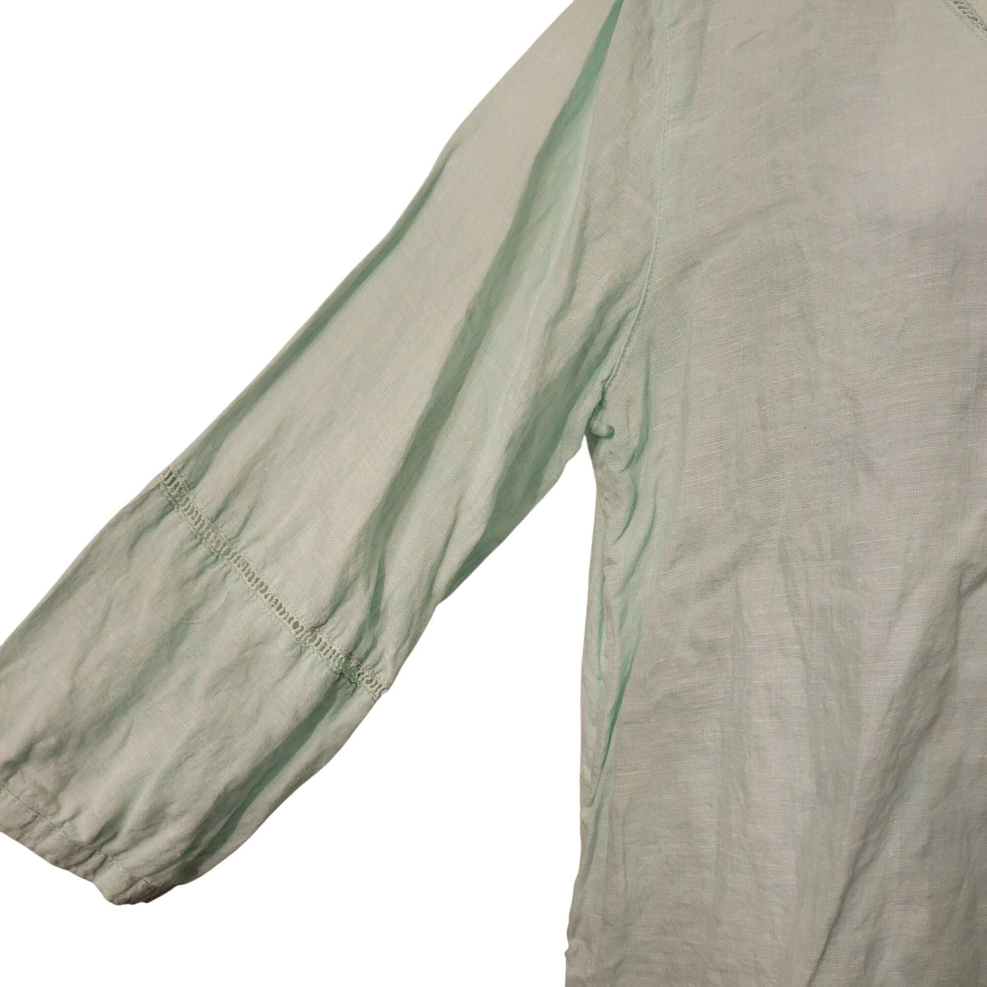 Joie Joie M Mint Green Linen V Neck Long Sleeve Popover Tunic Top Size M / US 6-8 / IT 42-44 - 3 Thumbnail