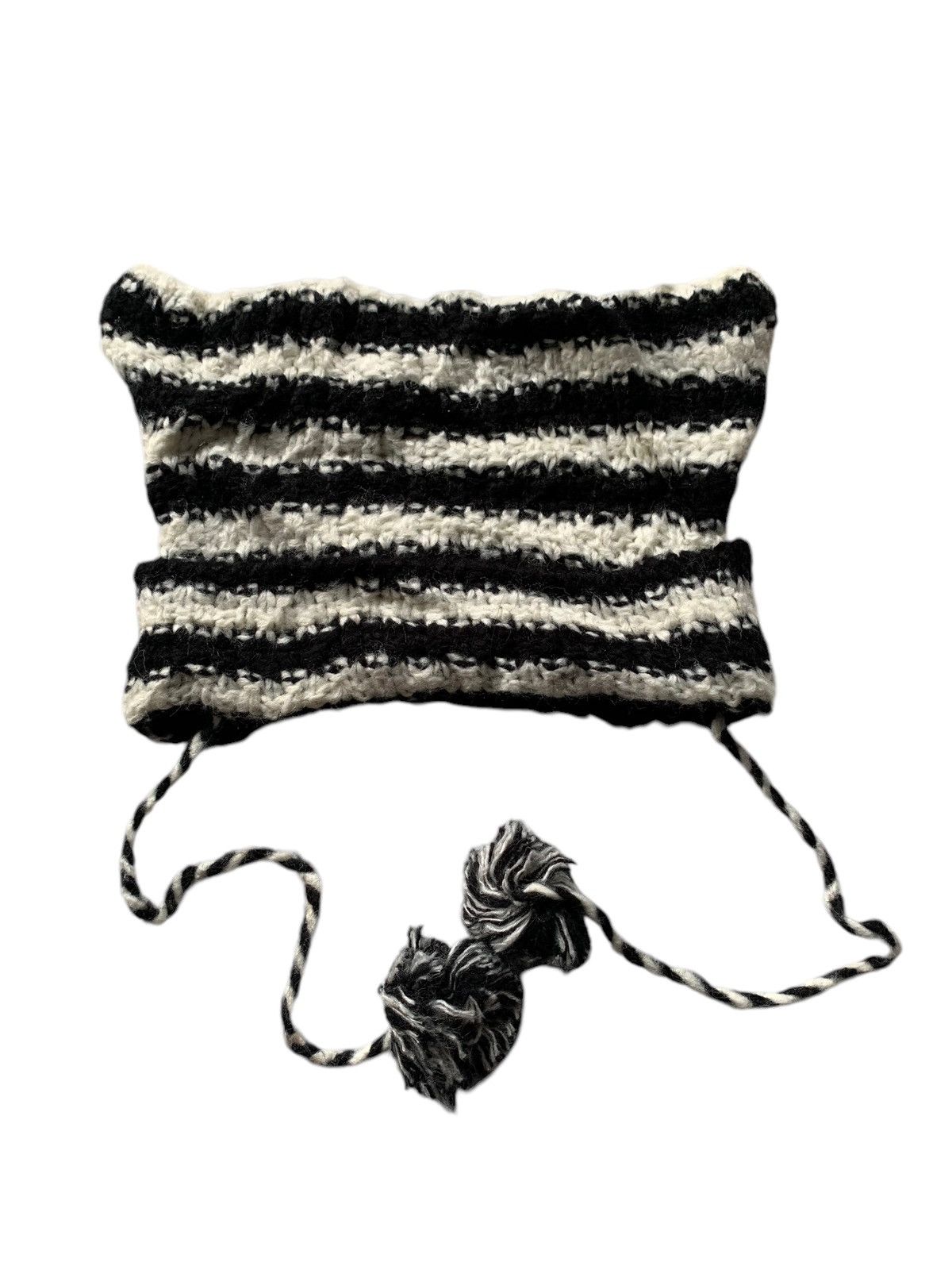 Japanese Brand × Kapital × Vintage Stripe Black And White Bunny Horn Devil Knitted Beanie Hats Size ONE SIZE - 9 Thumbnail