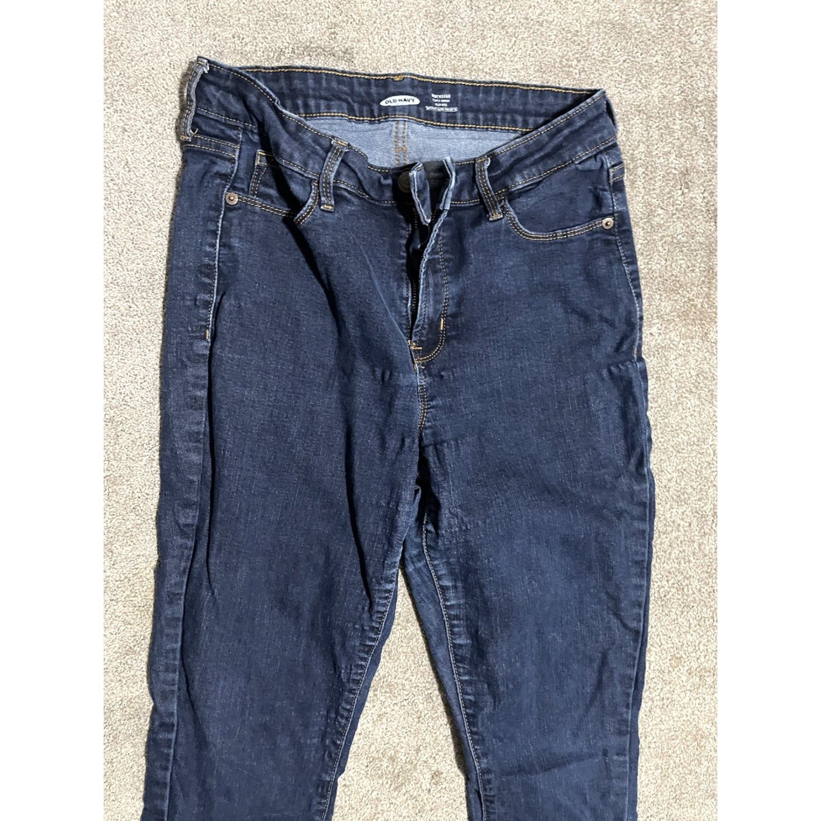 Old Navy VINTAGE Old Navy Rockstar Super Skinny Jeans Womens Size 10 Regular Hi rise Blue Cotton Polyester Spandex Slim Classic Pattern 30 in Inseam 30 in Size 32" / US 10 / IT 46 - 2 Thumbnail