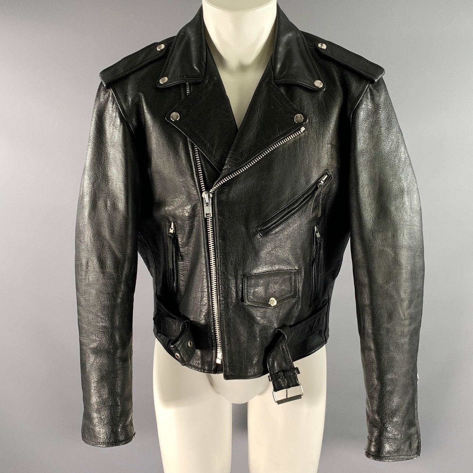 Other UNIK Size 42 Black Leather Moto Racer Jacket Size US XL / EU 56 / 4 - 1 Thumbnail