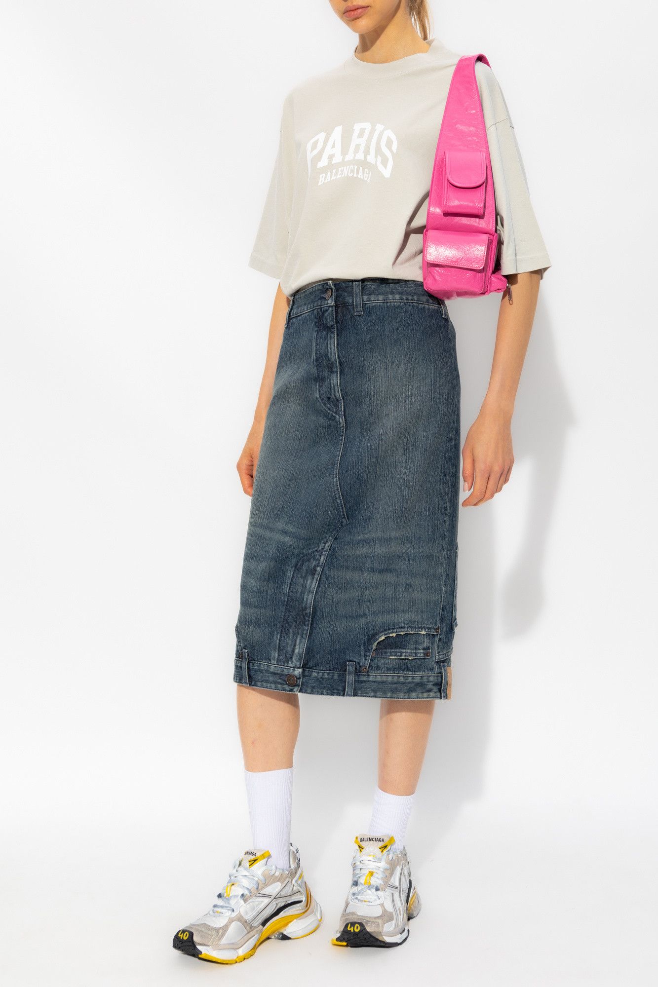 Balenciaga o1bcso1str1024 Deconstructed Midi Skirt in Blue Size 25" / US 0 / IT 36 - 2 Thumbnail