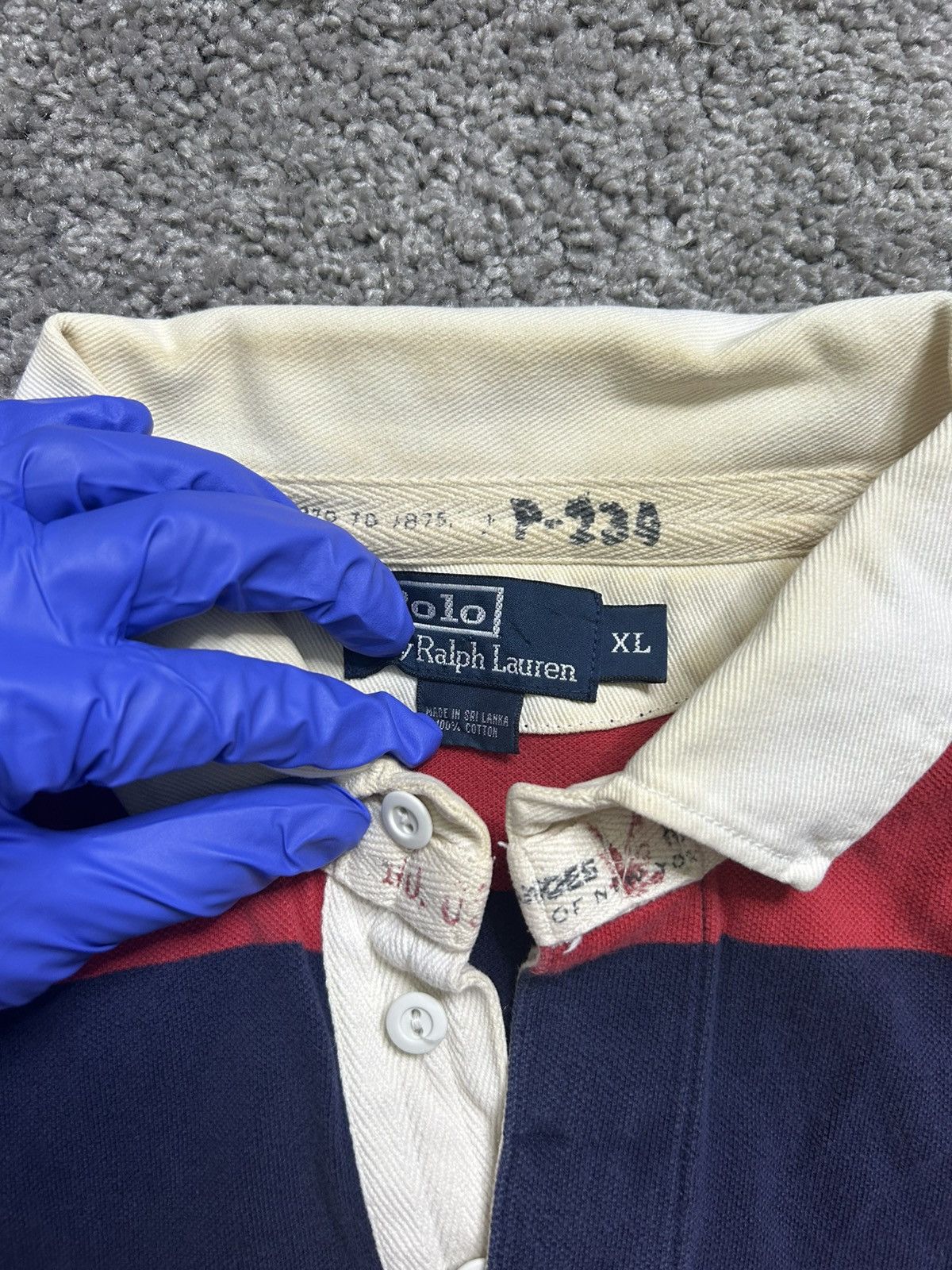 Polo Ralph Lauren Vintage 80s Polo Ralph Lauren Rugby Striped Contrast Collar Size US XL / EU 56 / 4 - 4 Thumbnail