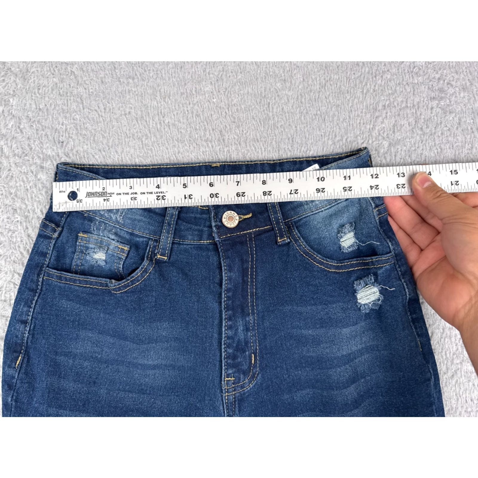 Vintage Jeans Womens 24 Blue Denim Flared Distressed Cotton Blend Mid Rise 24x28 Size 42" / US 20 - 7 Thumbnail