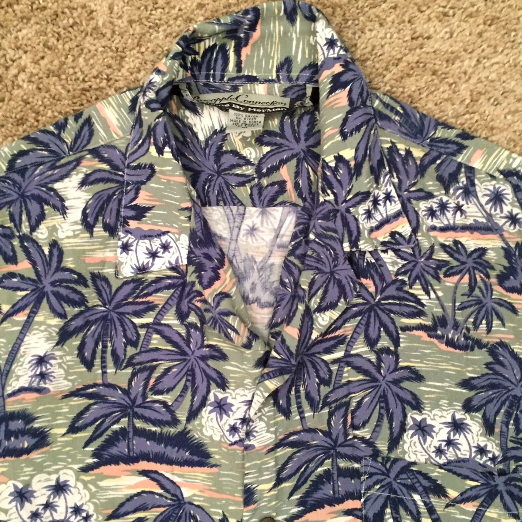 Vintage Pineapple Connection Shirt Mens Medium Blue Floral Short Sleeve Button Up Shirt Size US M / EU 48-50 / 2 - 2 Thumbnail