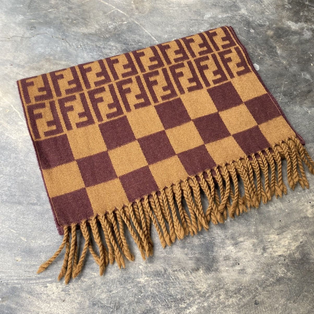 Fendi FENDI Monogram Scarf in Brown & Maroon Size ONE SIZE - 16 Thumbnail