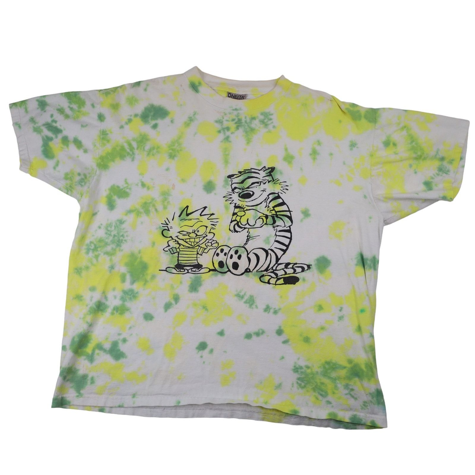 Vintage Vintage Calvin and Hobbes Tie Dye Graphic T Shirt Size US XL / EU 56 / 4 - 1 Thumbnail