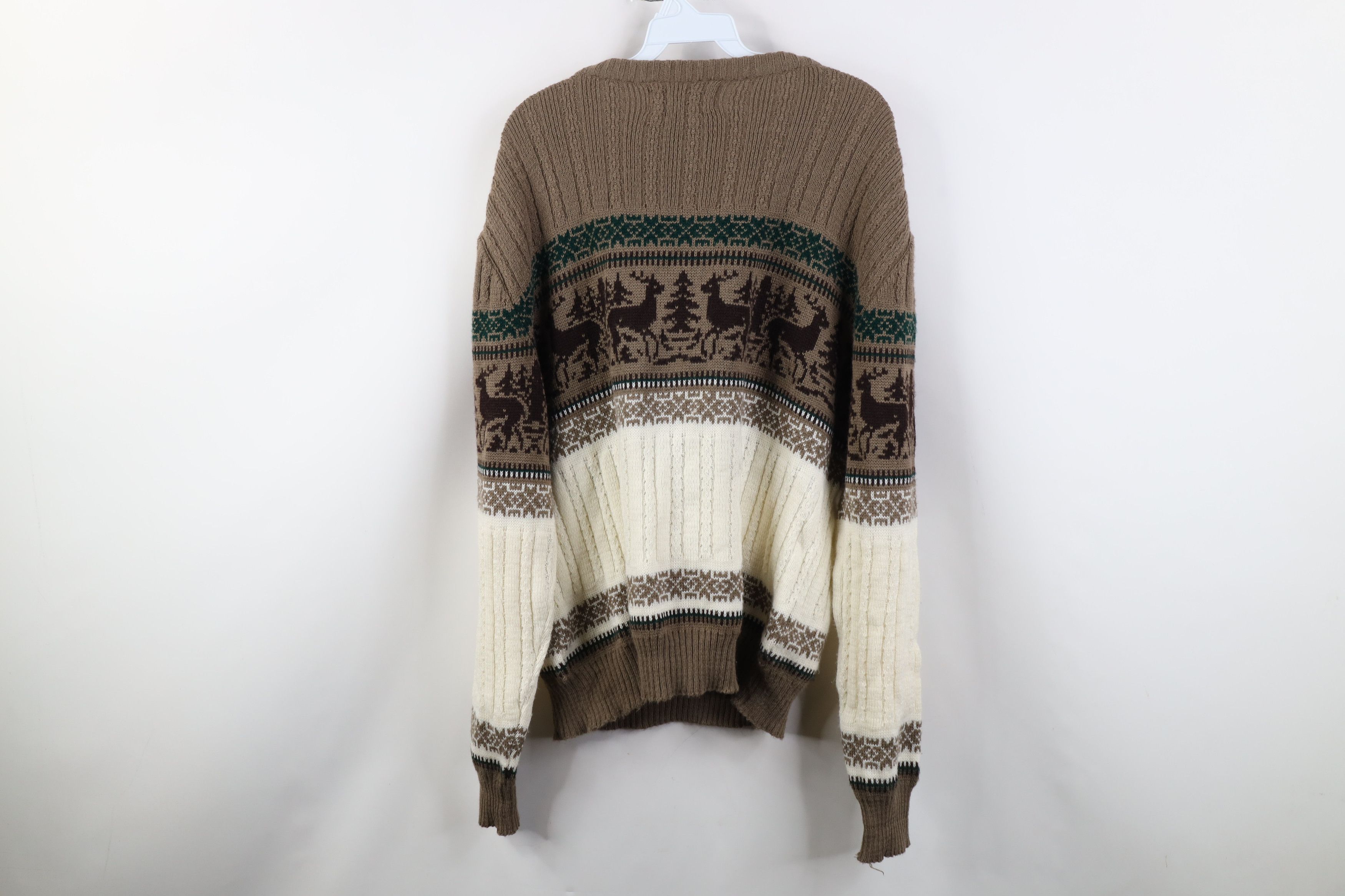 Vintage Vintage 70s Streetwear Fair Isle Cable Knit Crewneck Sweater Size US L / EU 52-54 / 3 - 11 Thumbnail