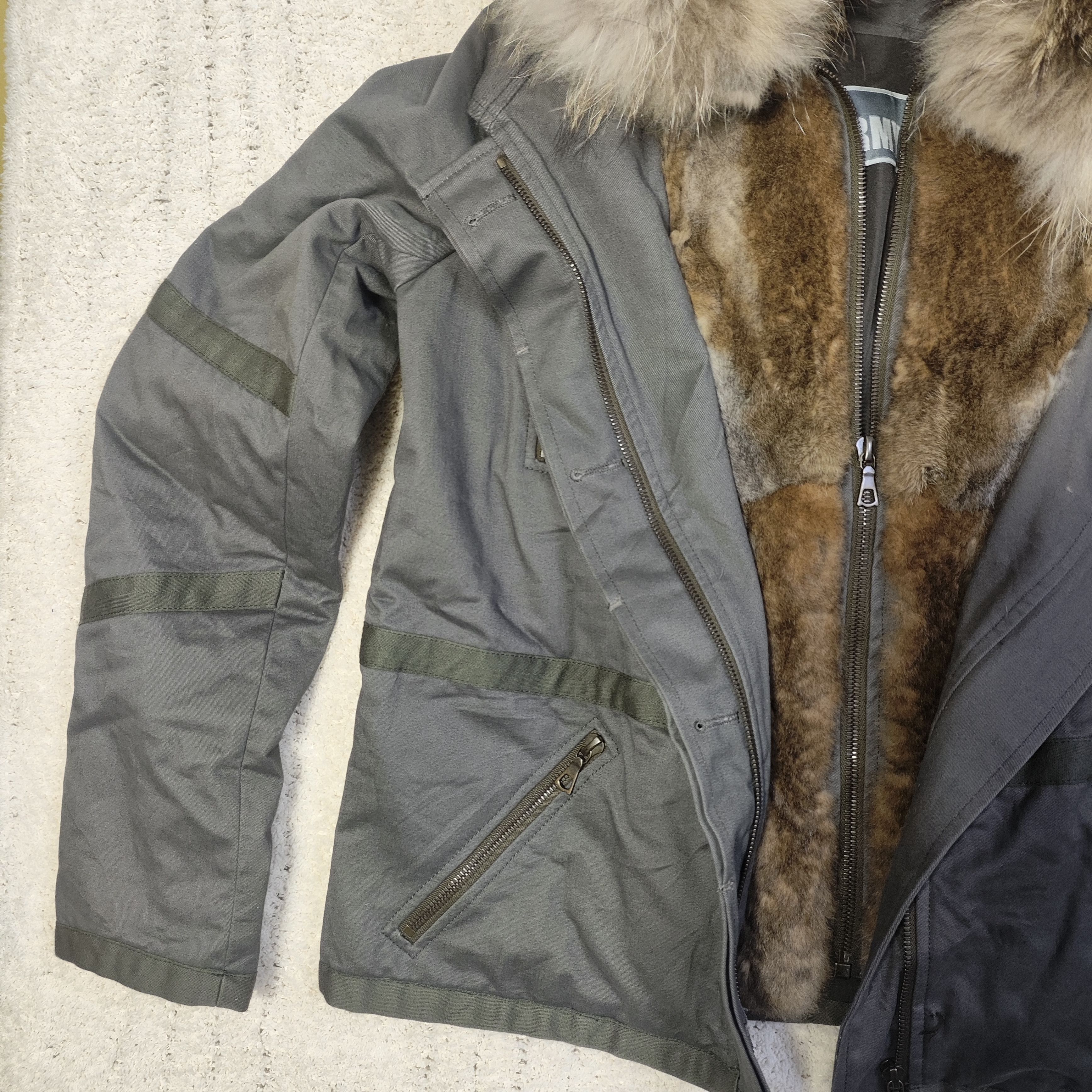 Yves Salomon ARMY Yves Salomon Cement Grey Khaki Fur Zip Up Jacket Size XS / US 0-2 / IT 36-38 - 11 Thumbnail
