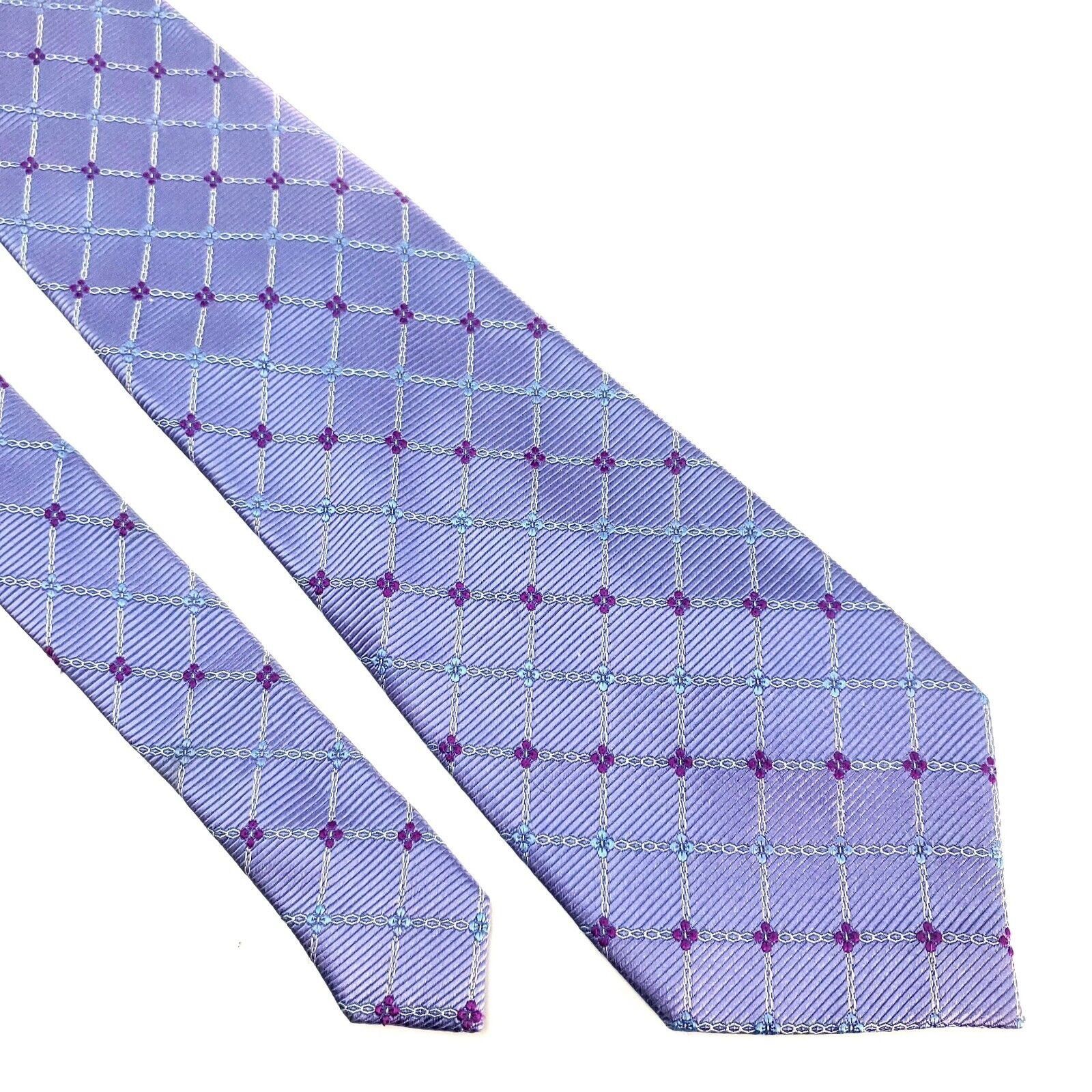 George George Silk Tie Purple Woven Wide Size ONE SIZE - 1 Thumbnail