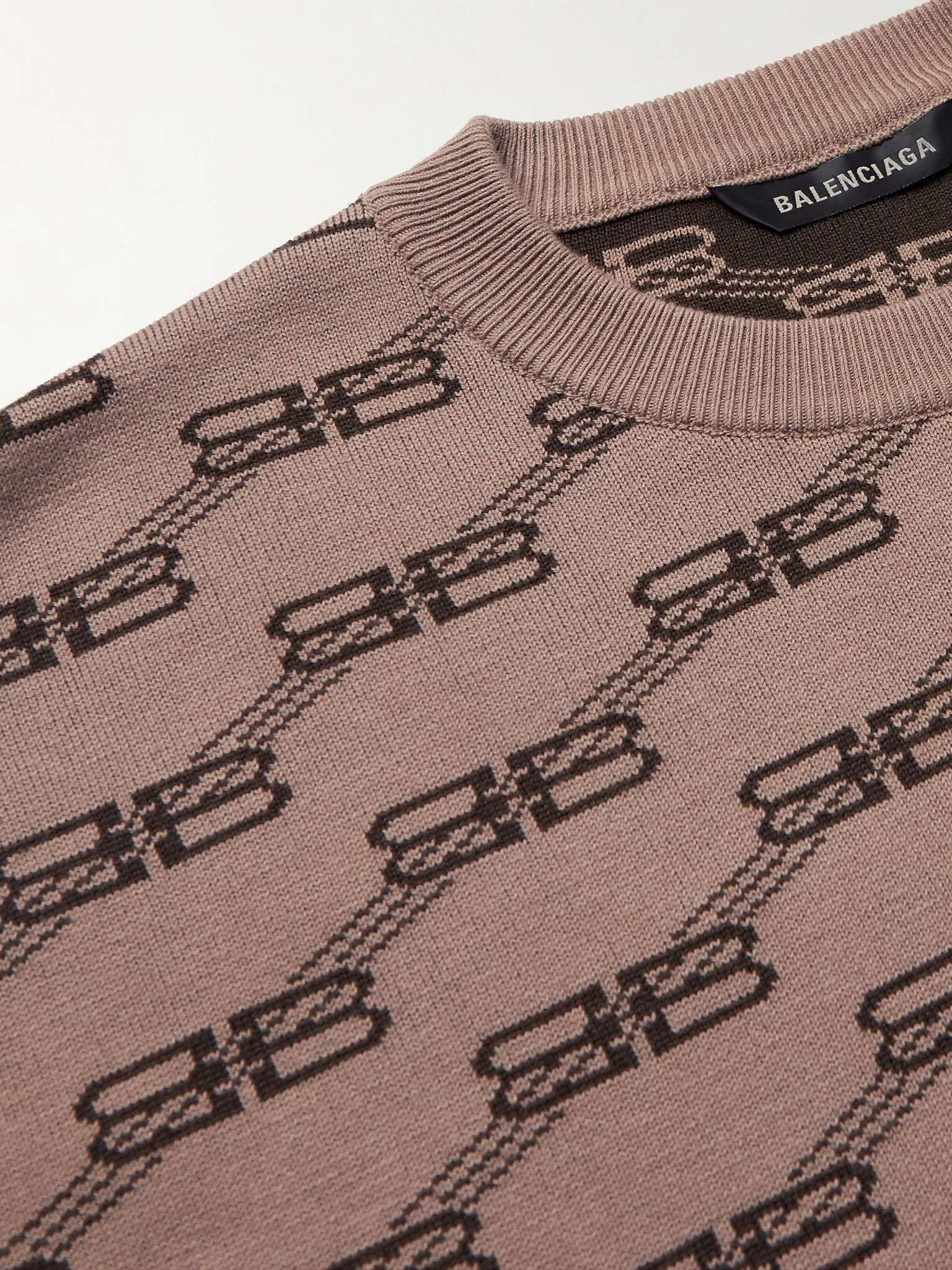Balenciaga o1w1db11224 BB Monogram Sweater in Beige/Brown Size US S / EU 44-46 / 1 - 5 Thumbnail