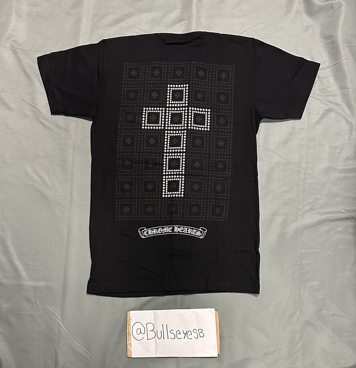 image of Chrome Hearts Square Cross Black T-Shirt, Men's (Size Small)