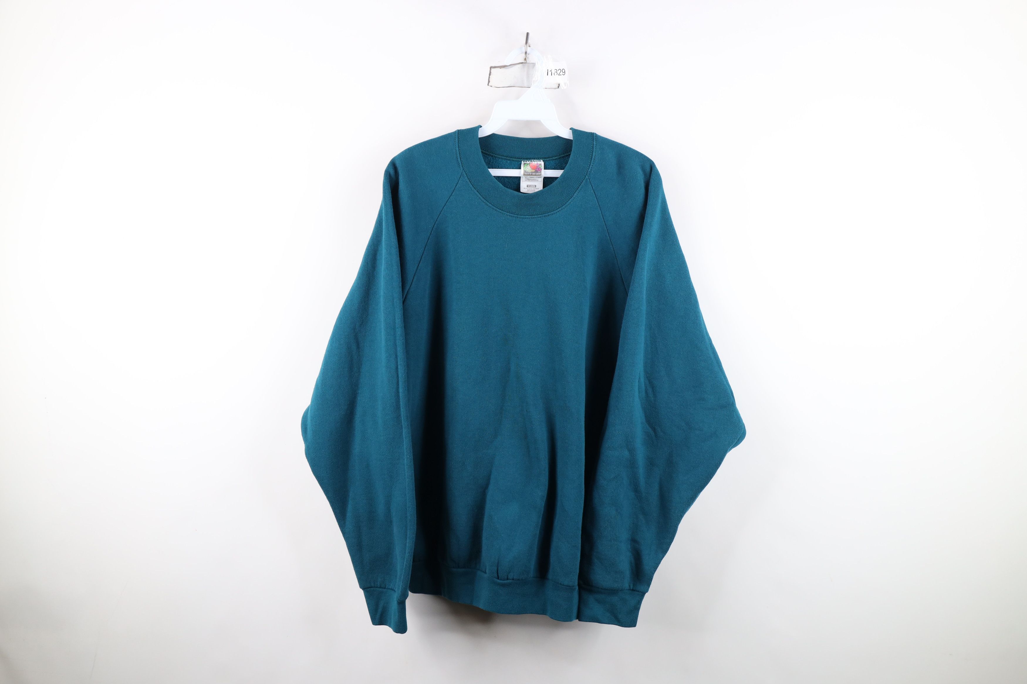 Vintage Vintage 90s Streetwear Heavy Crewneck Sweatshirt Teal USA Size XXL / US 16-18 / IT 52-54 - 1 Thumbnail