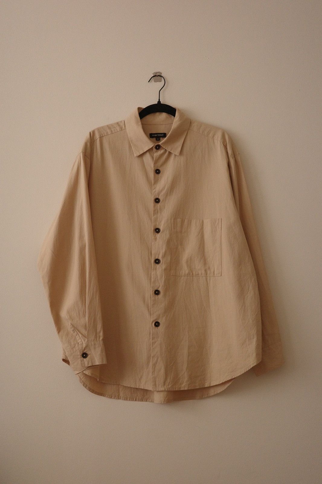 Pre-owned Evan Kinori Big Shirt Two - Beige Paper/cotton Broadcloth