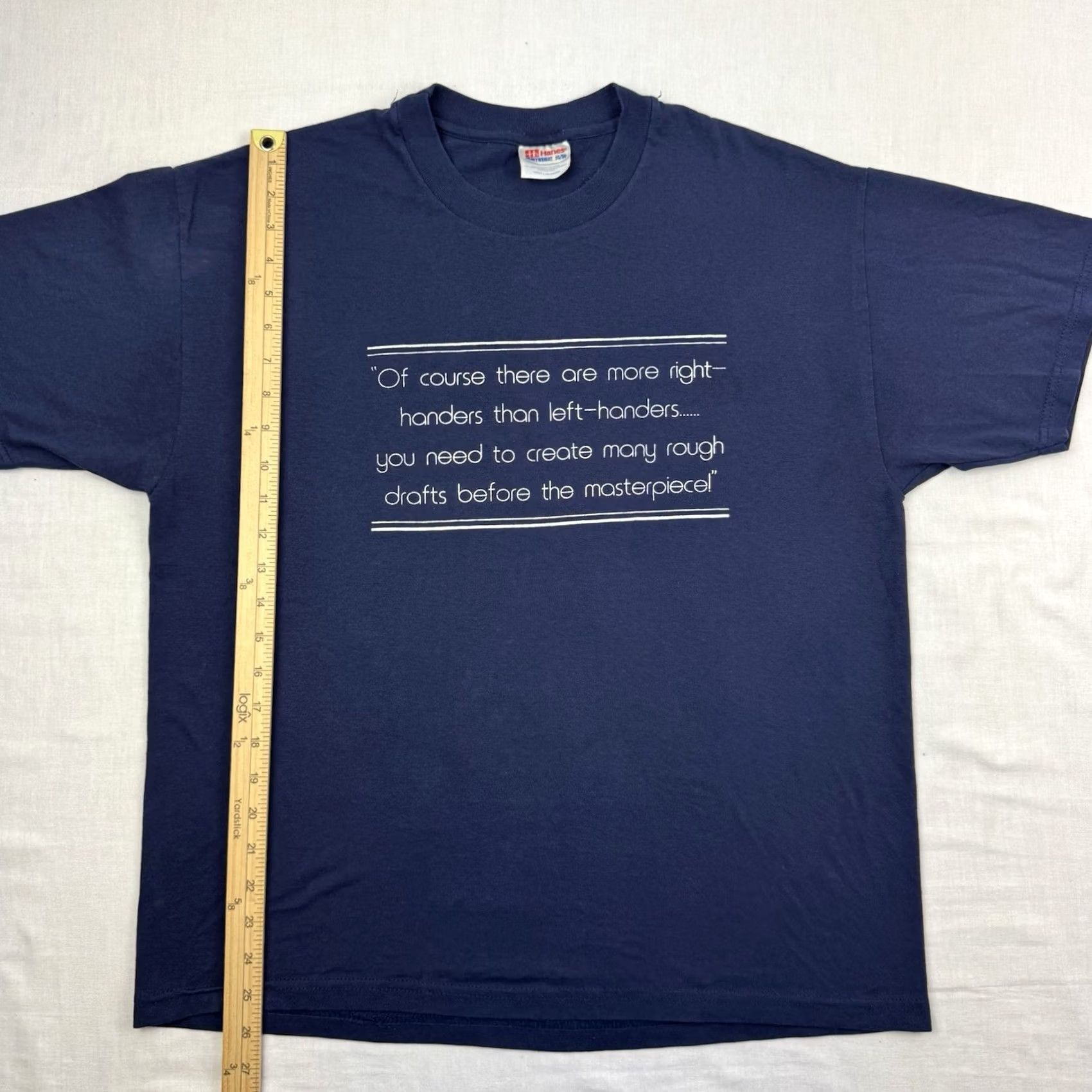 Hanes VINTAGE Hanes T-Shirt Shirt Adults Large Blue Graphic Print Left Handed Funny 90s USA Mens Size US L / EU 52-54 / 3 - 4 Thumbnail